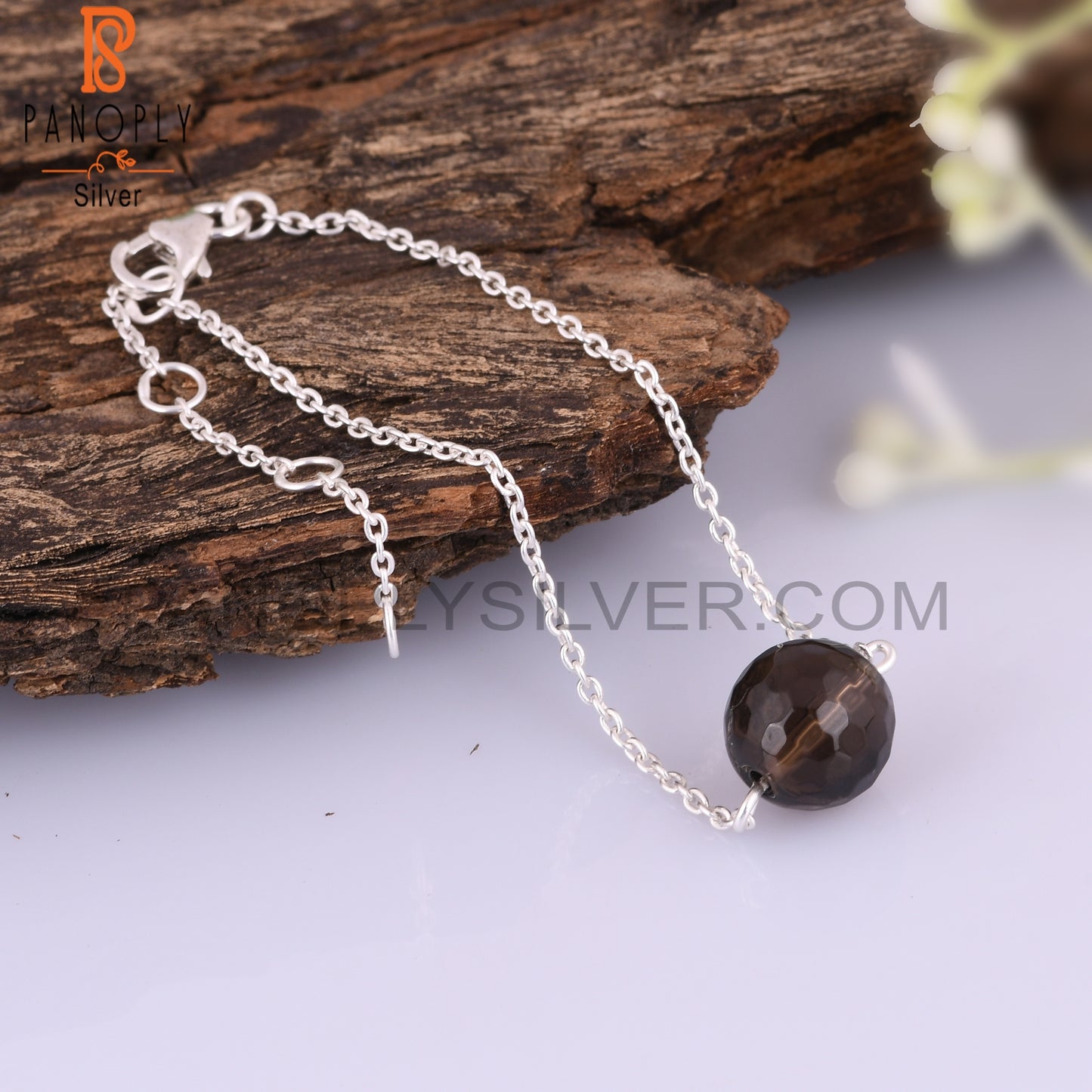 Smoky Quartz 925 Sterling Silver Bracelet
