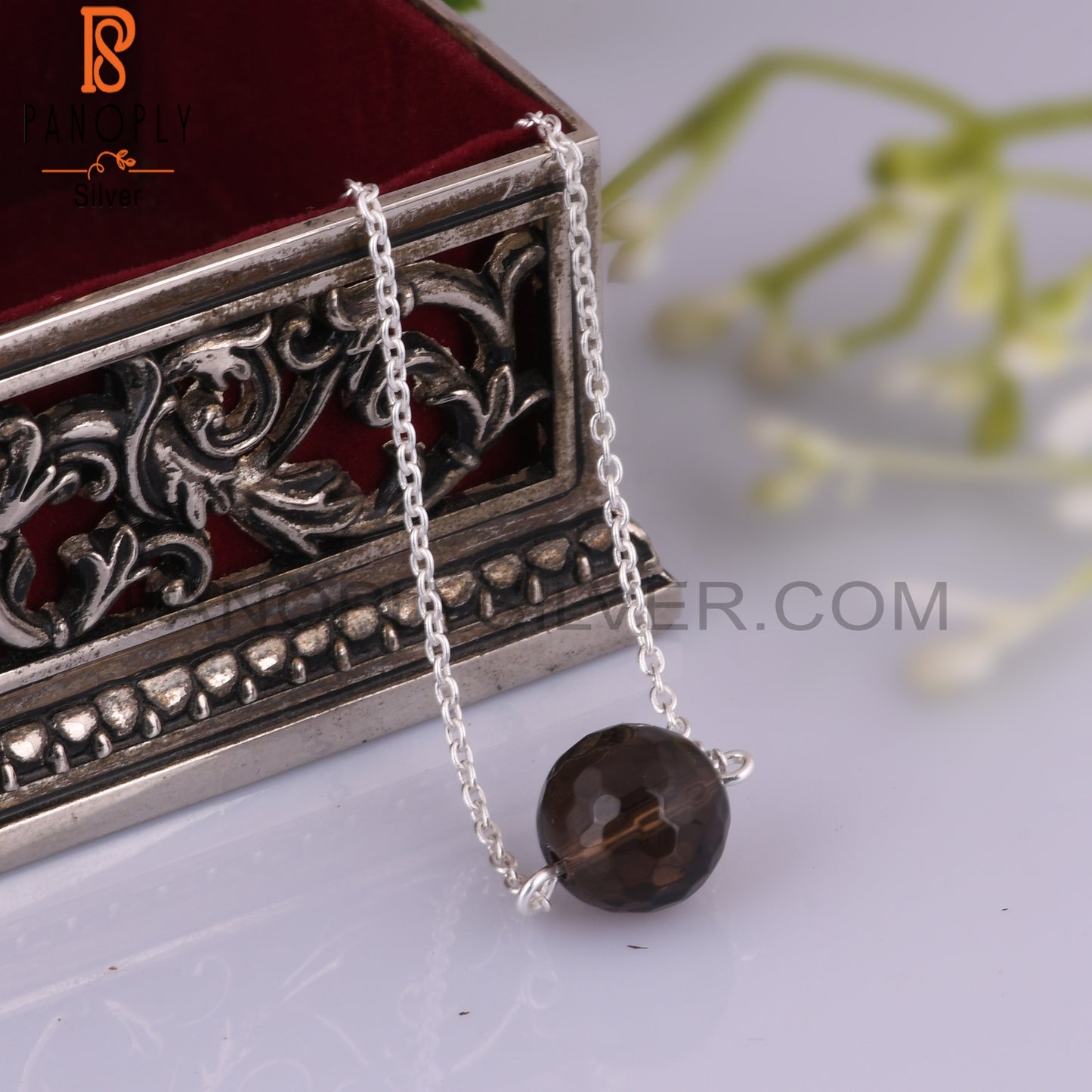 Smoky Quartz 925 Sterling Silver Bracelet