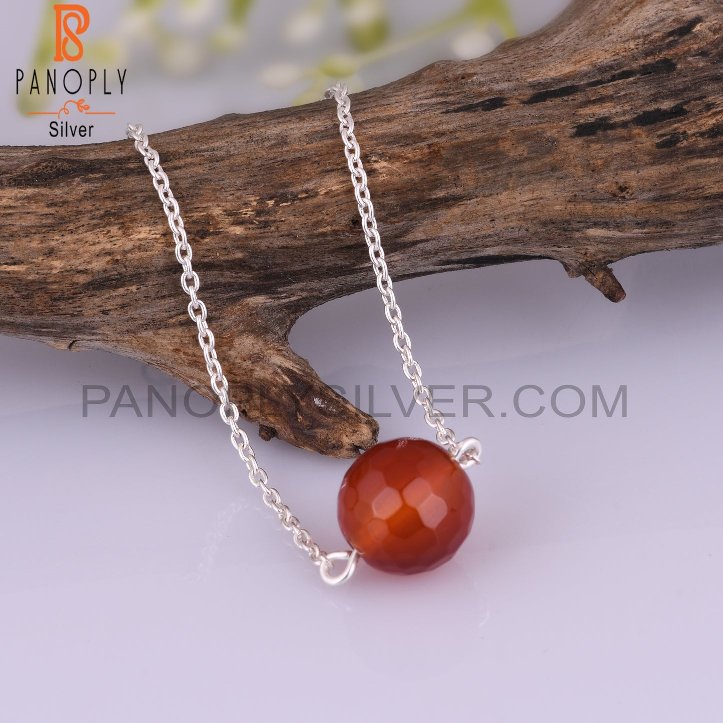 Red Onyx Round 925 Sterling Silver Bracelet For Christmas