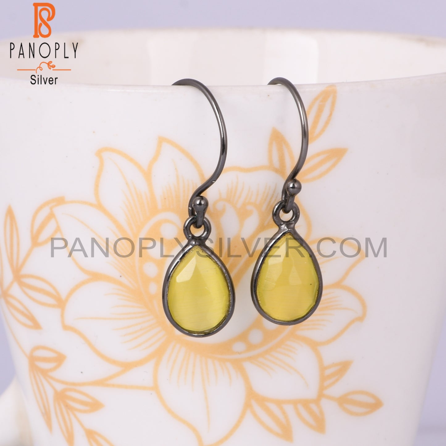 Moonstone Yellow Cultured Pear 925 Sterling Silver Earrings