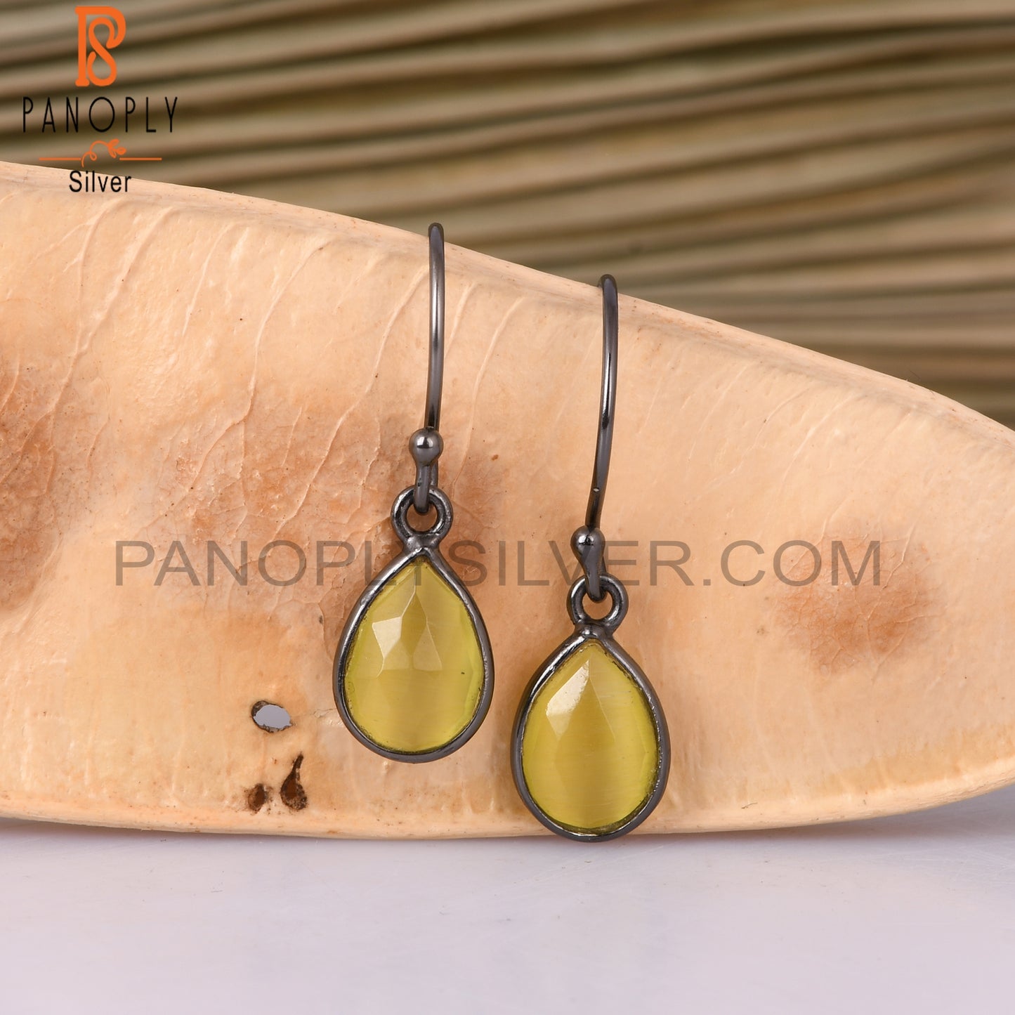 Moonstone Yellow Cultured Pear 925 Sterling Silver Earrings