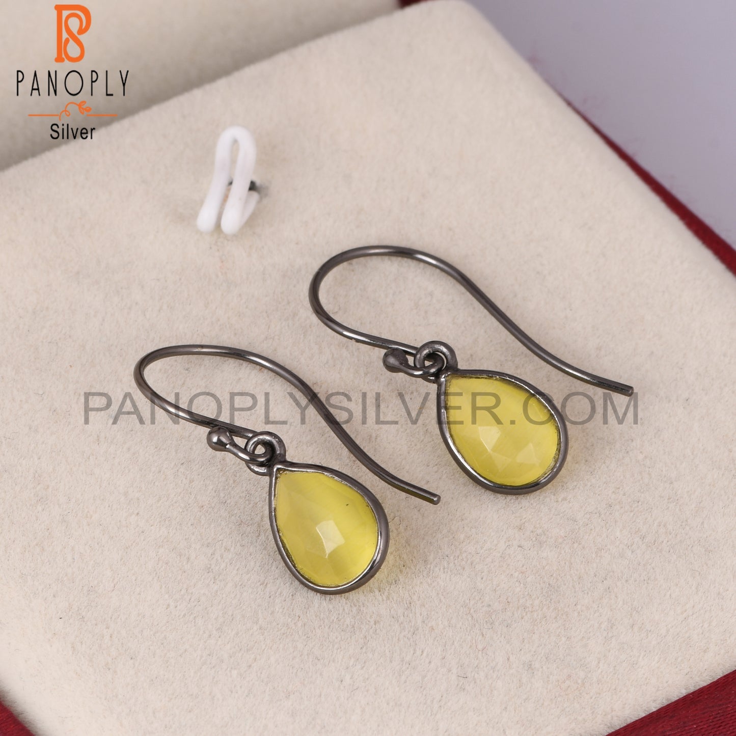 Moonstone Yellow Cultured Pear 925 Sterling Silver Earrings