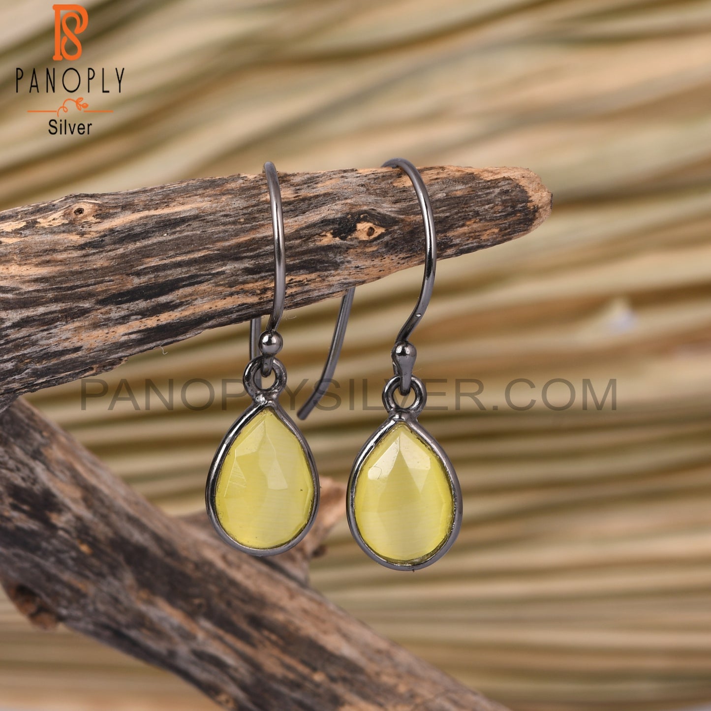 Moonstone Yellow Cultured Pear 925 Sterling Silver Earrings