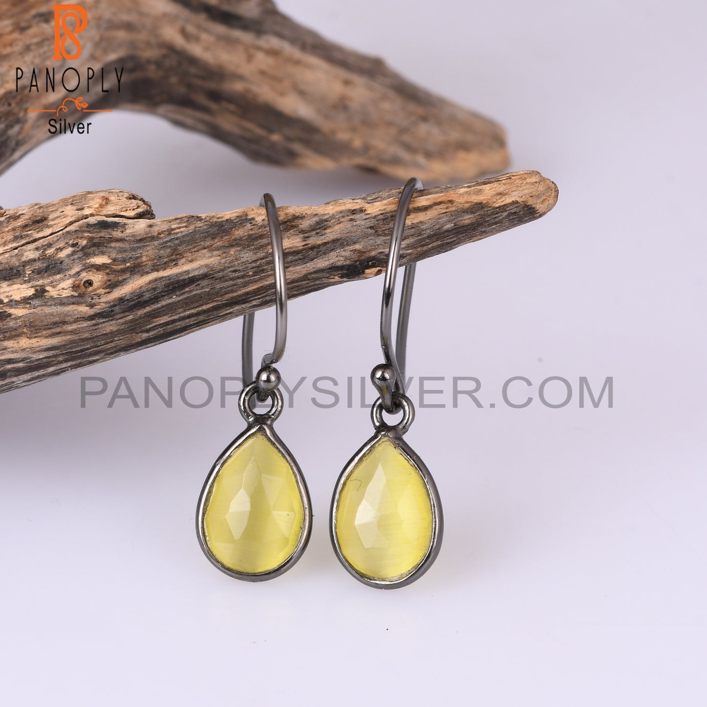 Moonstone Yellow Cultured Pear 925 Sterling Silver Earrings