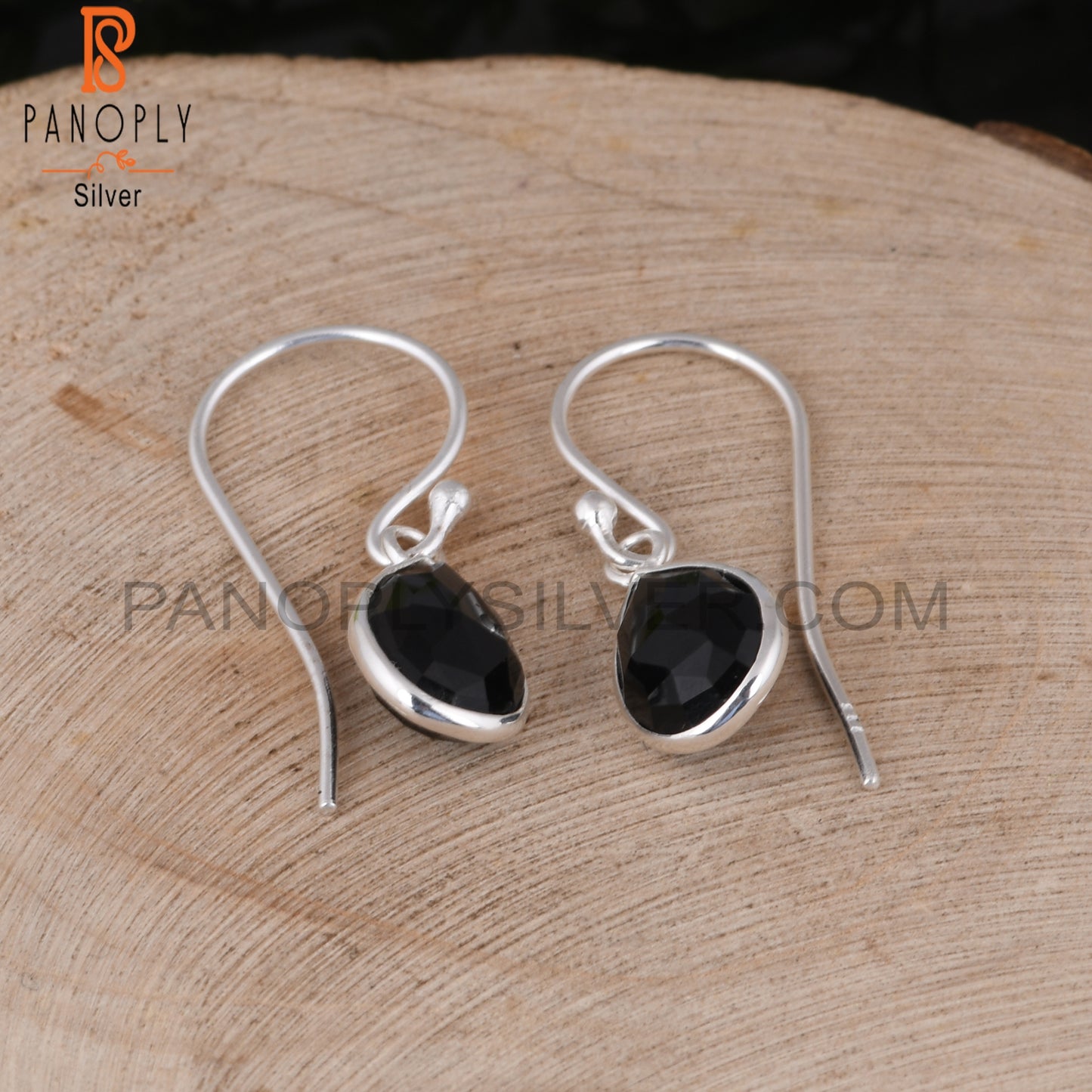 Black Onyx Pear Shape 925 Sterling Silver Graduation Earrings