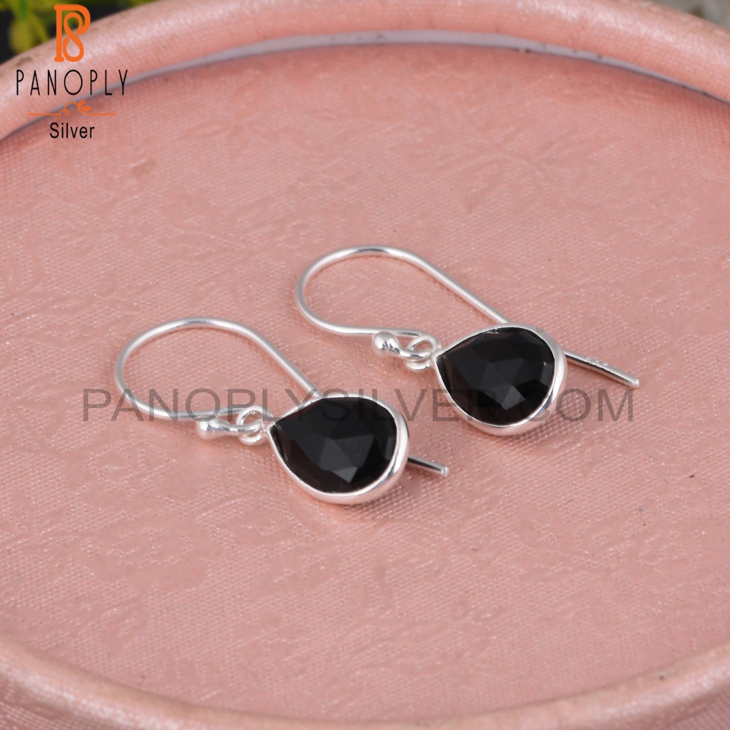 Black Onyx Pear Shape 925 Sterling Silver Graduation Earrings