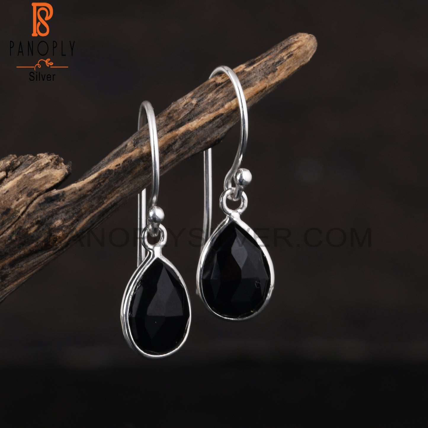 Black Onyx Pear Shape 925 Sterling Silver Graduation Earrings