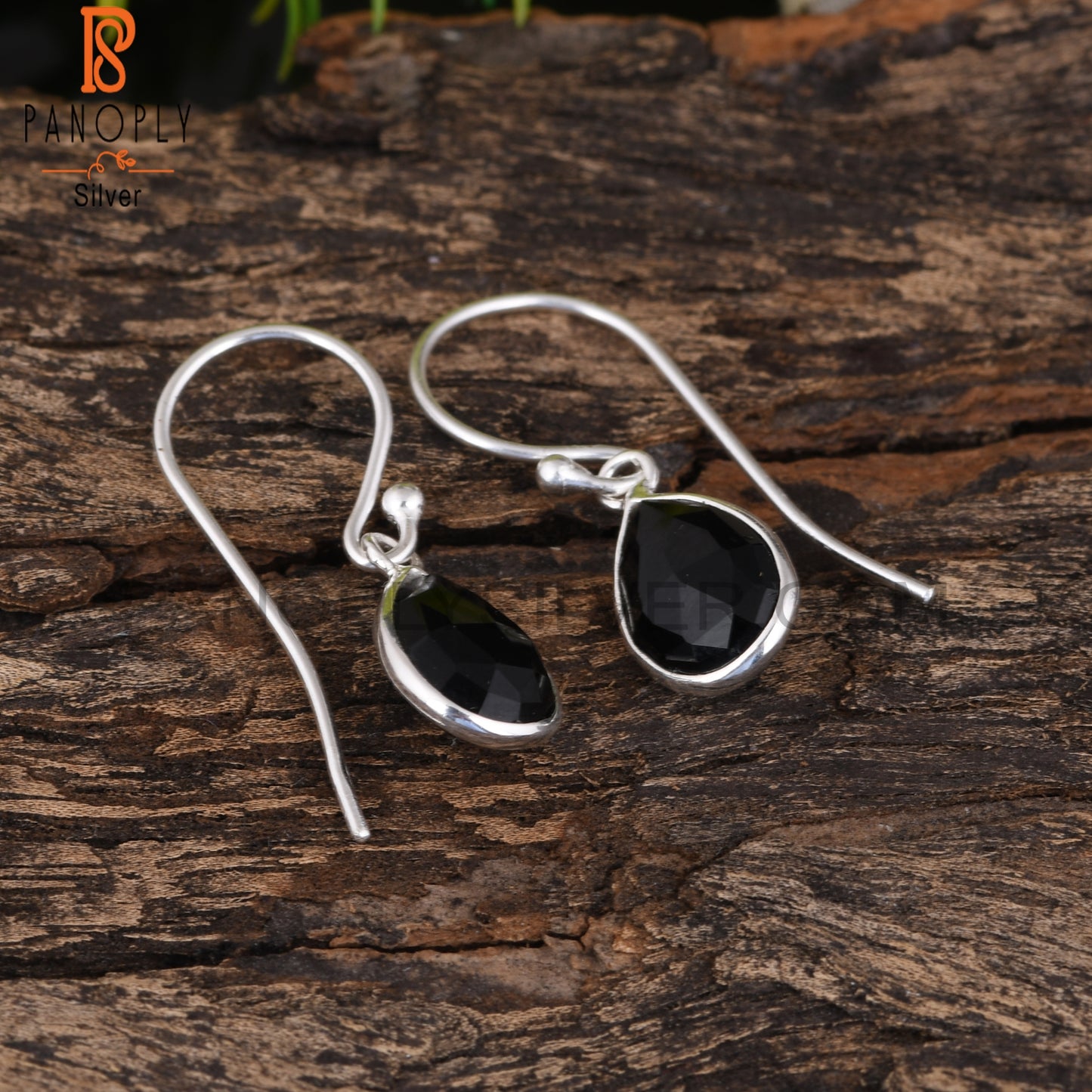 Black Onyx Pear Shape 925 Sterling Silver Graduation Earrings