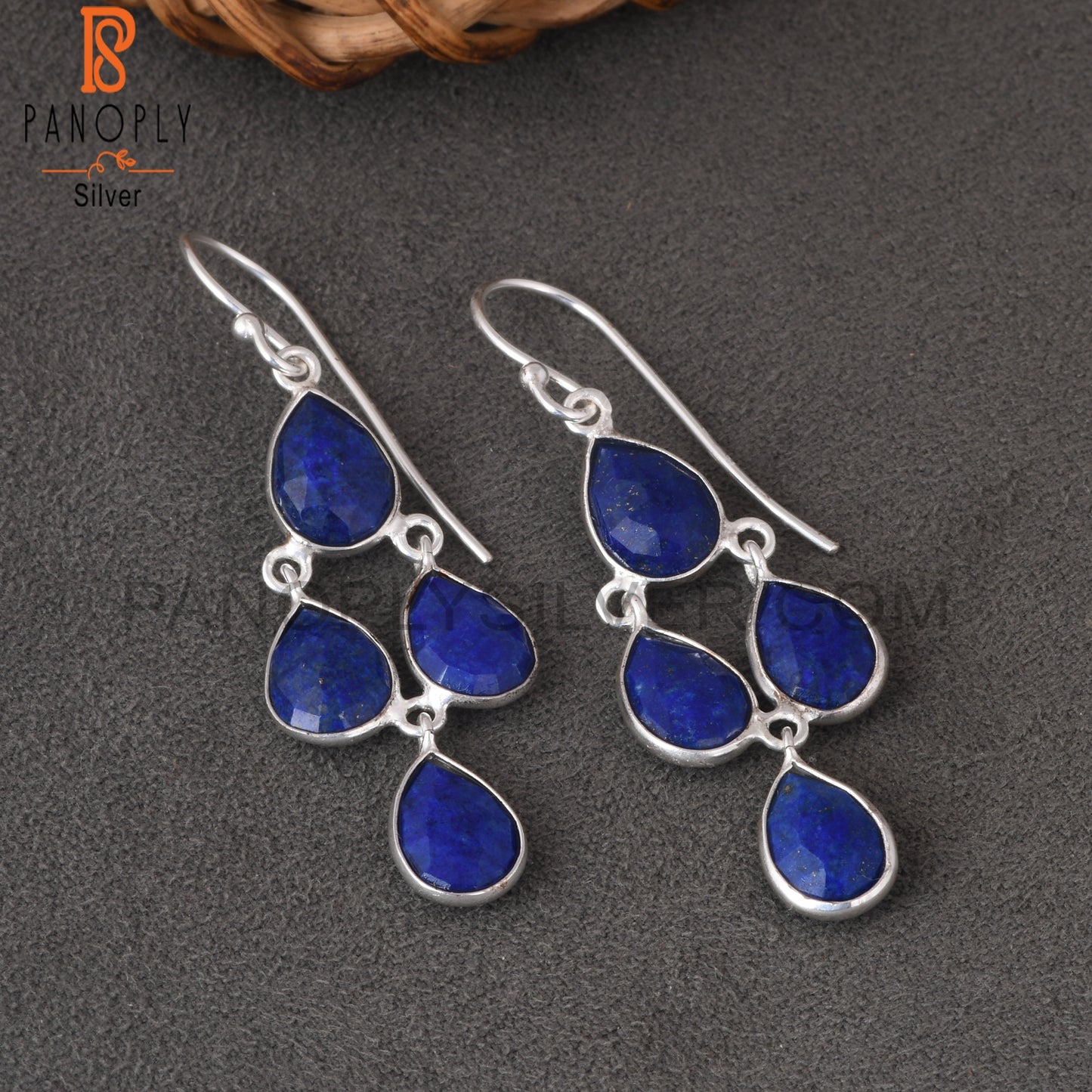 Lapis 925 Sterling Silver Pear Drop Earrings