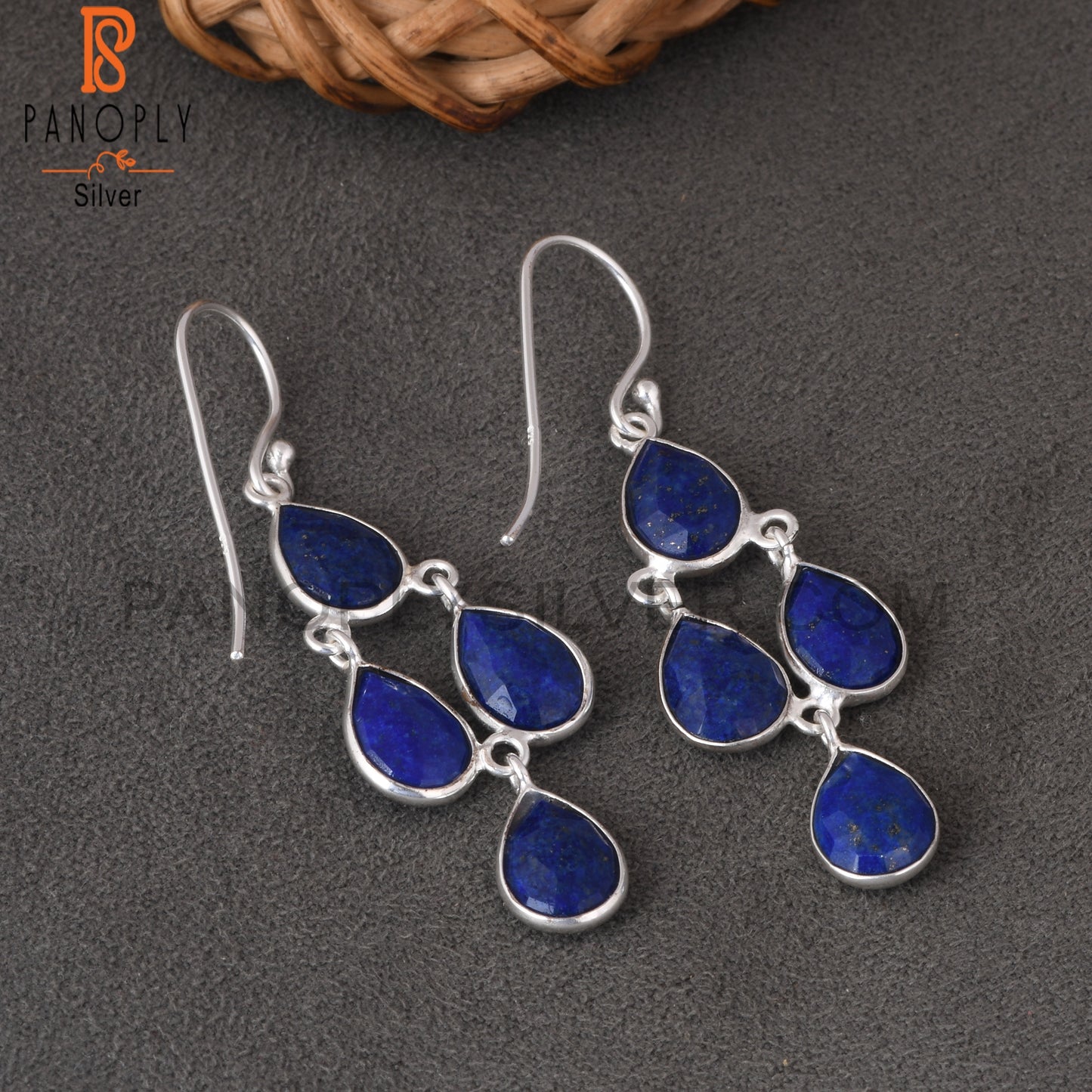 Lapis 925 Sterling Silver Pear Drop Earrings