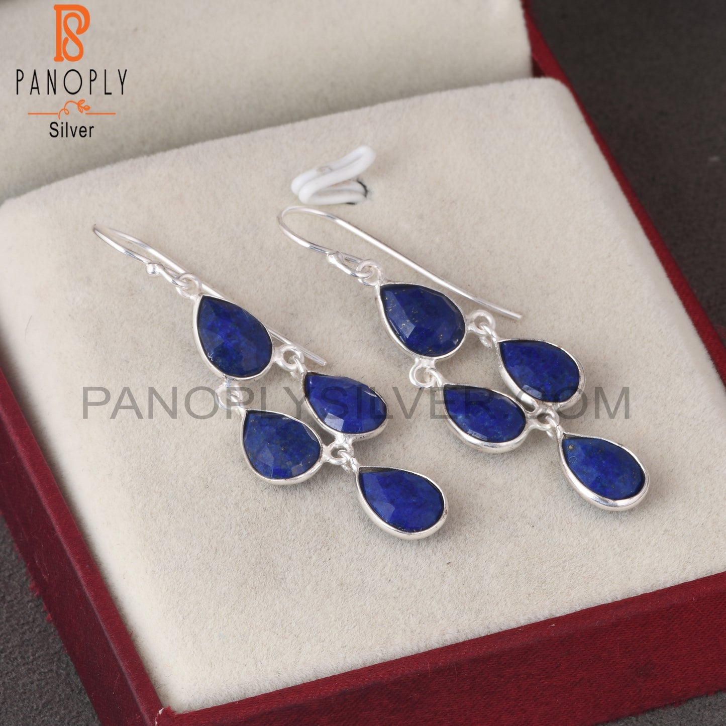 Lapis 925 Sterling Silver Pear Drop Earrings