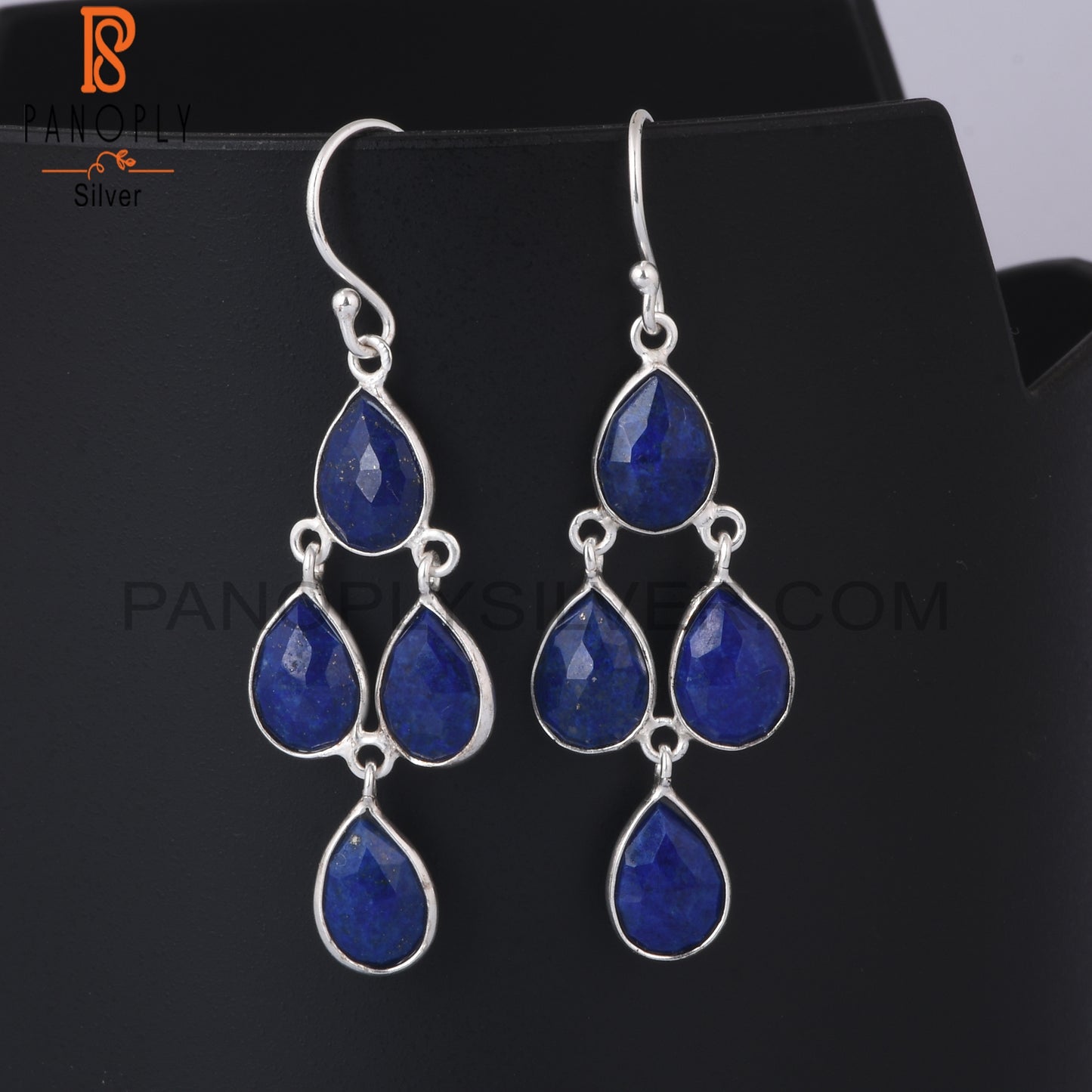 Lapis 925 Sterling Silver Pear Drop Earrings