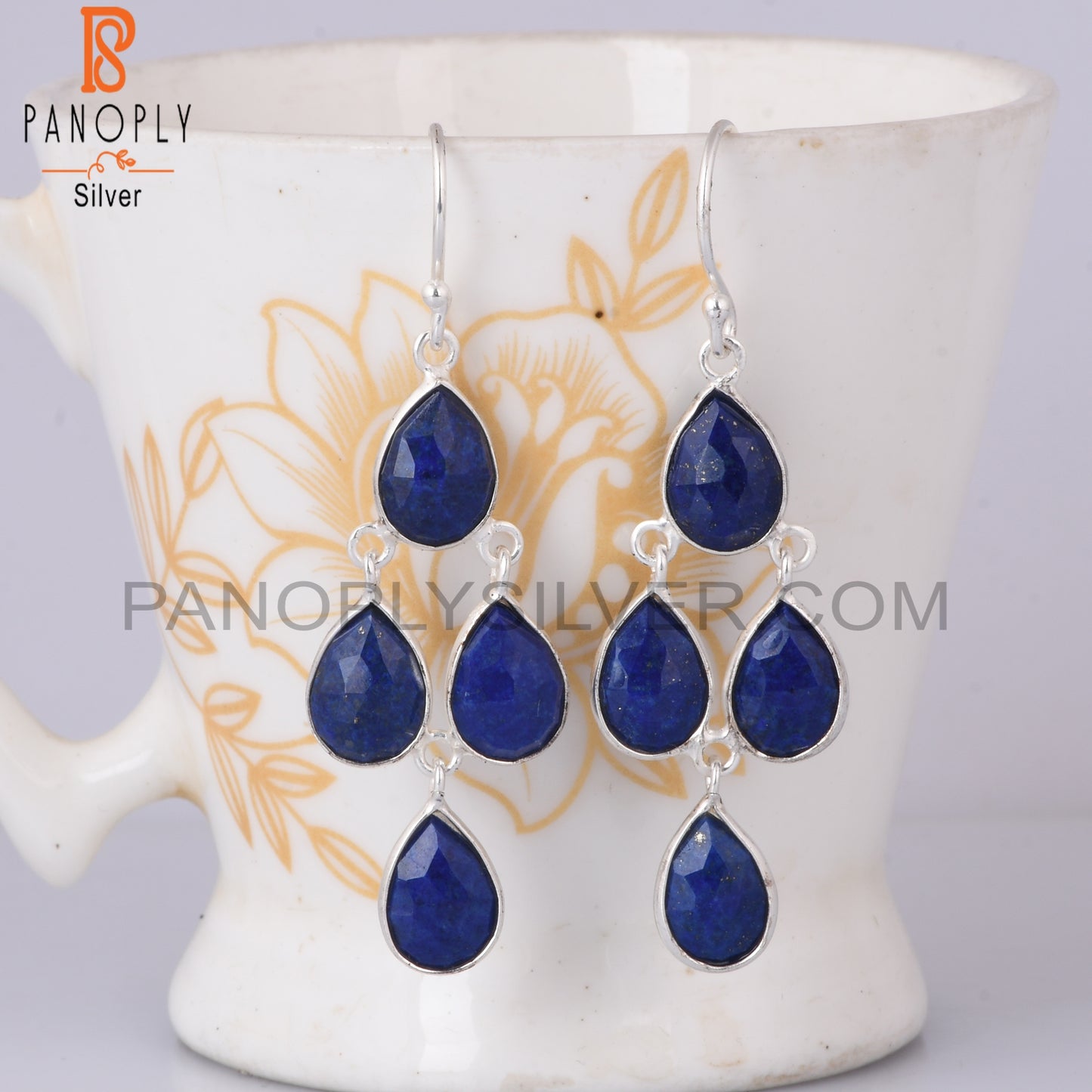 Lapis 925 Sterling Silver Pear Drop Earrings