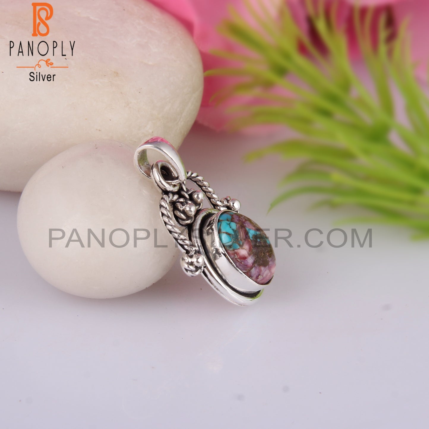 Mojave Copper Purple Oyster Turquoise 925 Pendant