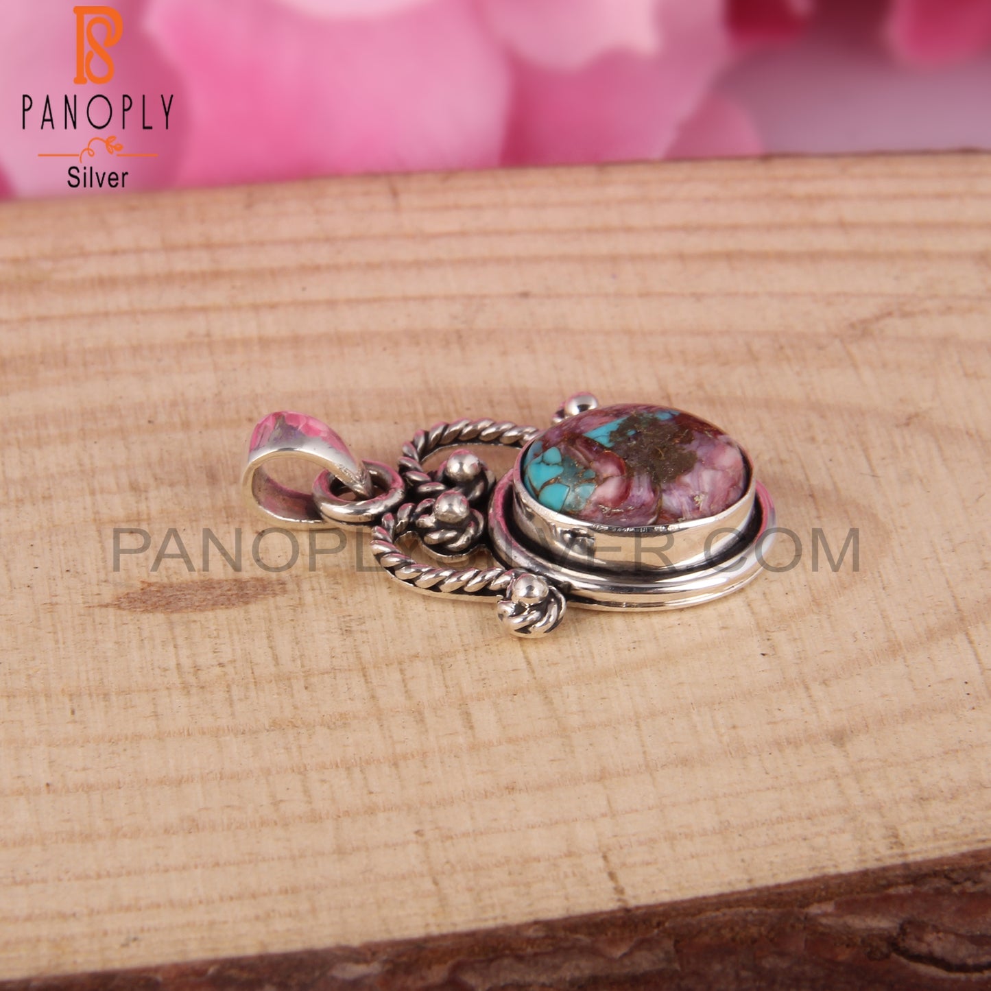 Mojave Copper Purple Oyster Turquoise 925 Pendant