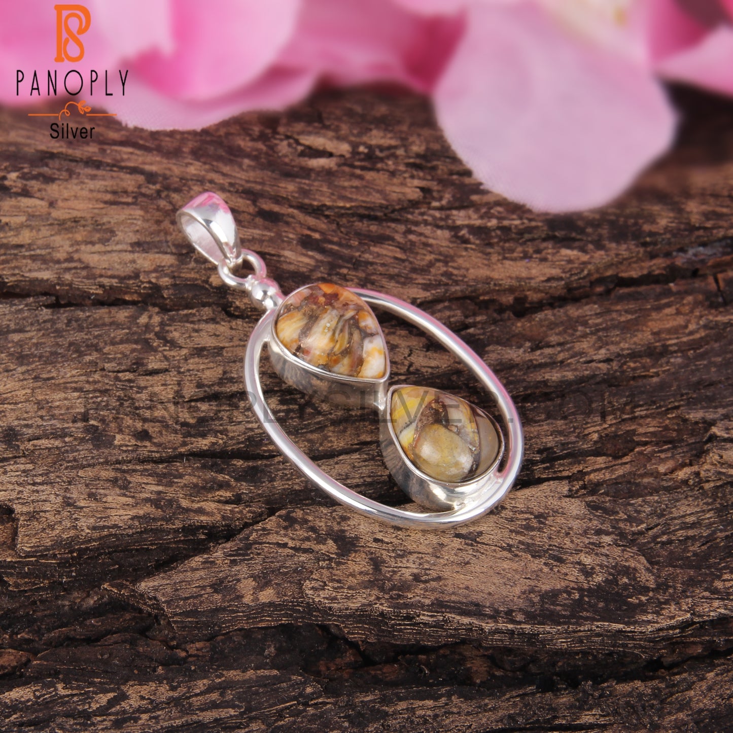 Mojave Copper Bumblebee Turquoise Pear 925 Silver Pendant
