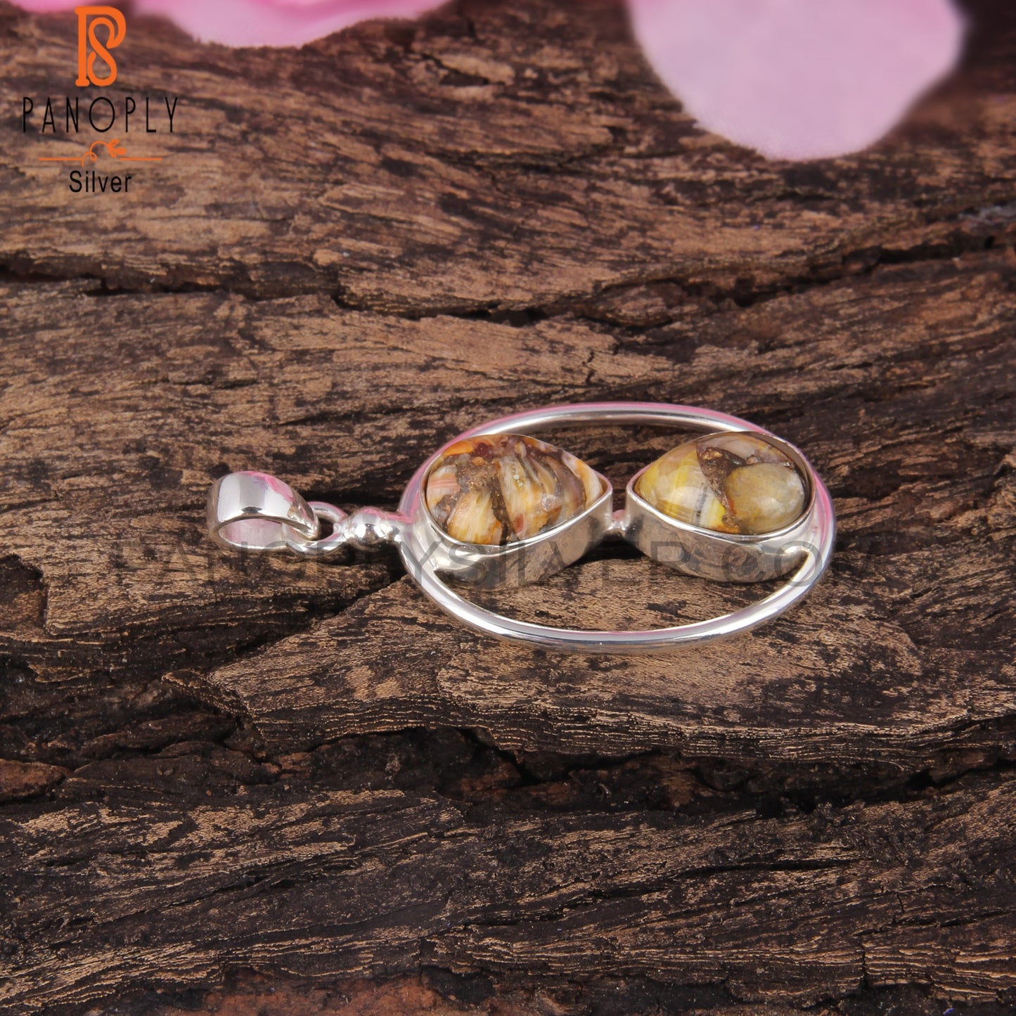 Mojave Copper Bumblebee Turquoise Pear 925 Silver Pendant