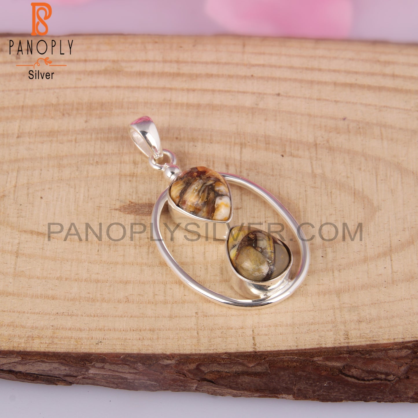 Mojave Copper Bumblebee Turquoise Pear 925 Silver Pendant