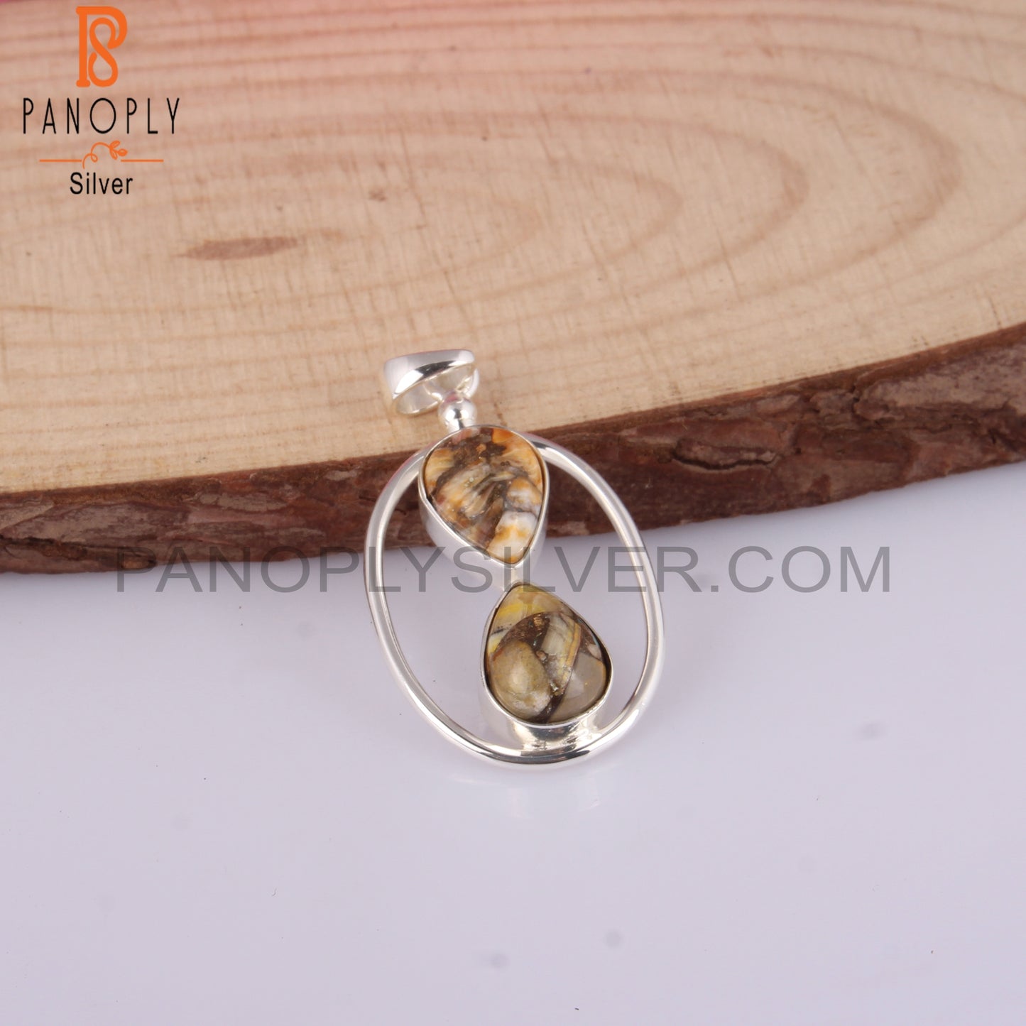 Mojave Copper Bumblebee Turquoise Pear 925 Silver Pendant