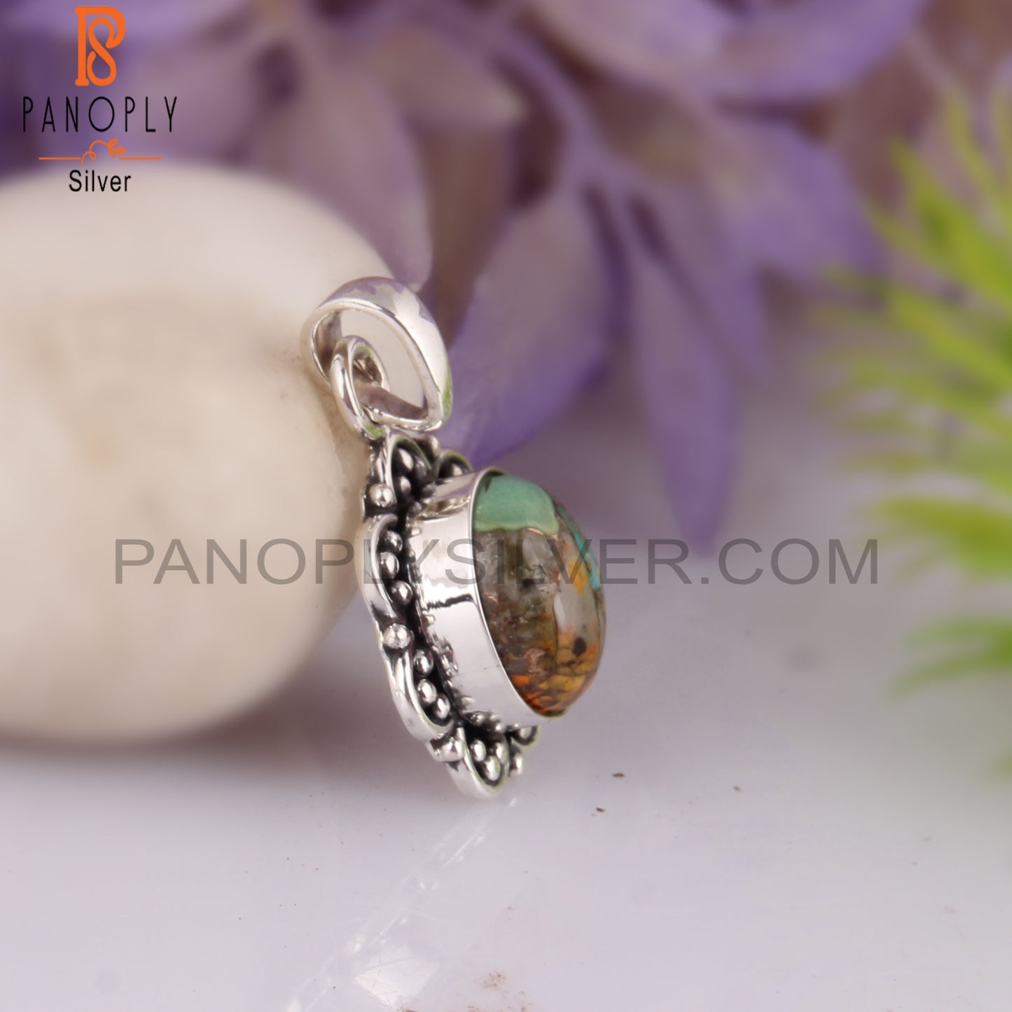 Mojave Copper Bumblebee Turquoise 925 Sterling Silver Pendant