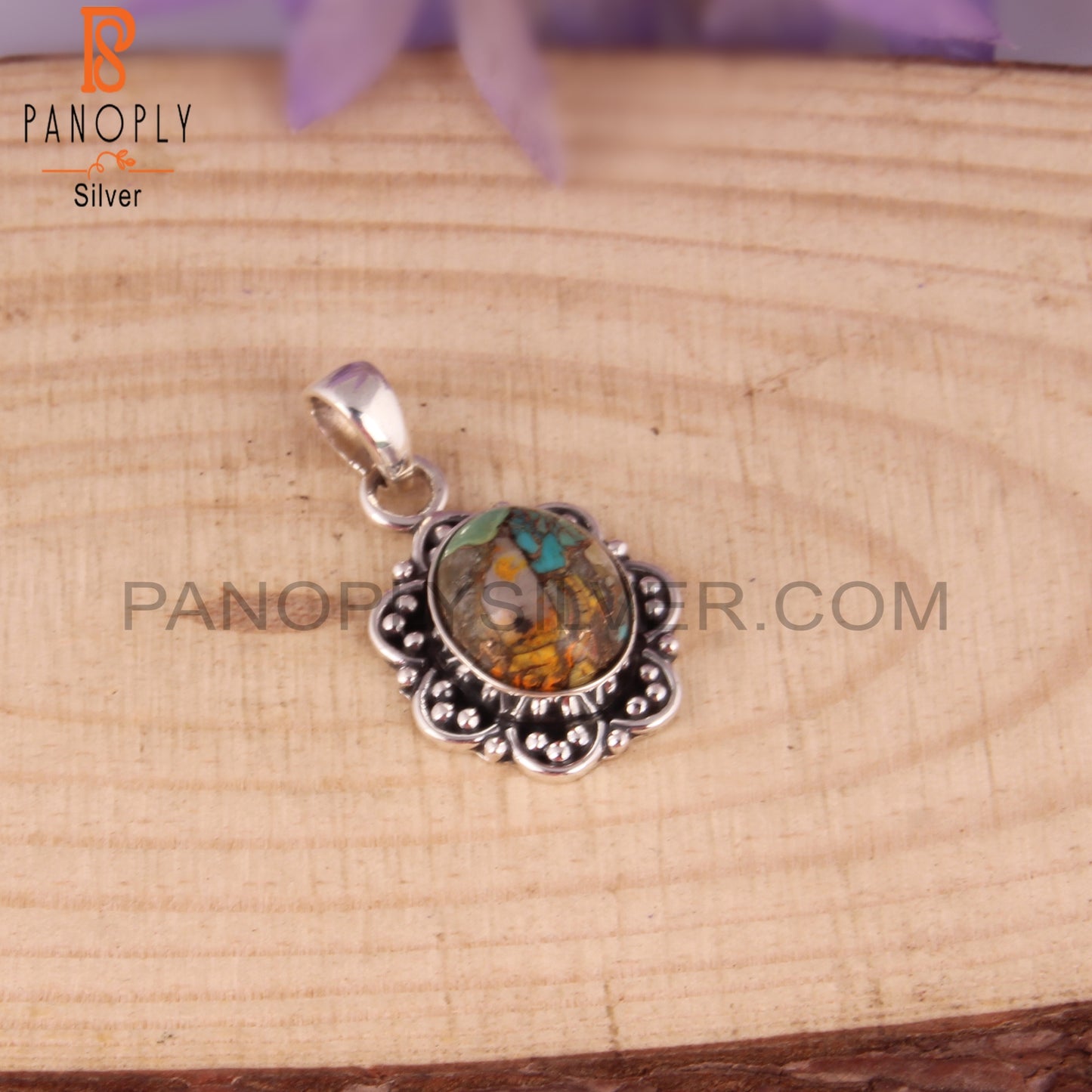 Mojave Copper Bumblebee Turquoise 925 Sterling Silver Pendant