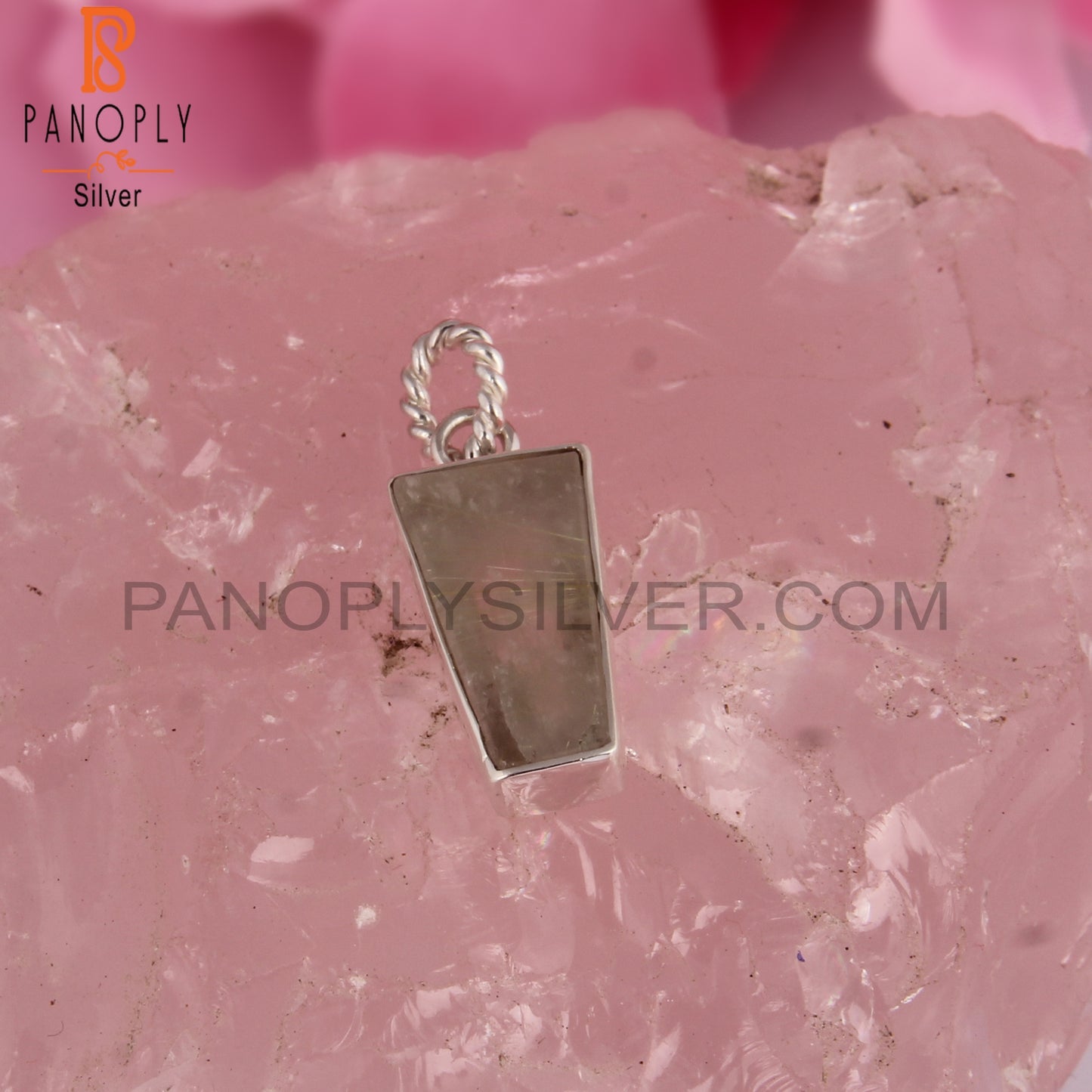 Golden Rutile Taper Shape 925 Sterling Silver Pendant
