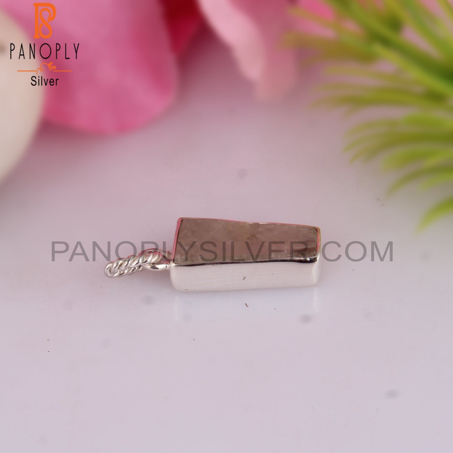 Golden Rutile Taper Shape 925 Sterling Silver Pendant
