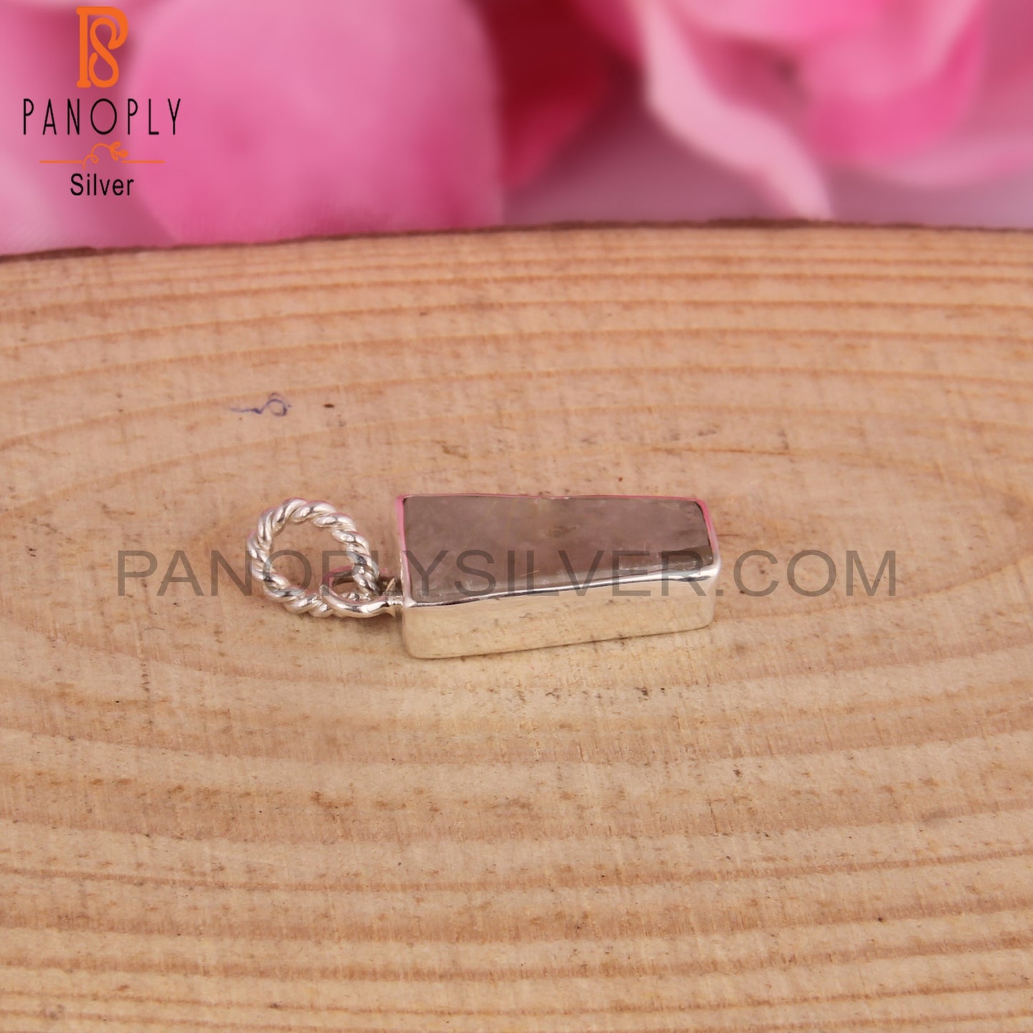 Golden Rutile Taper Shape 925 Sterling Silver Pendant