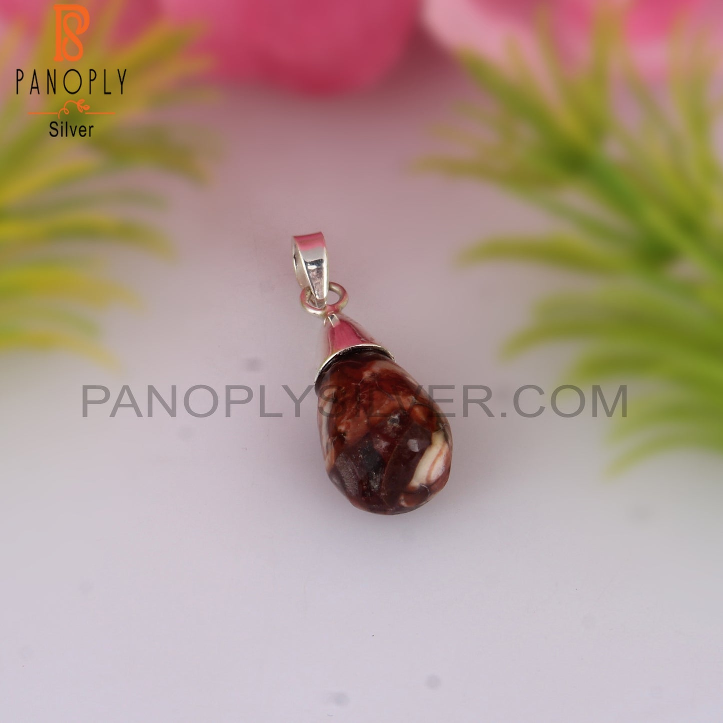 Birdeye Jasper Drop Shape 925 Sterling Silver Pendant
