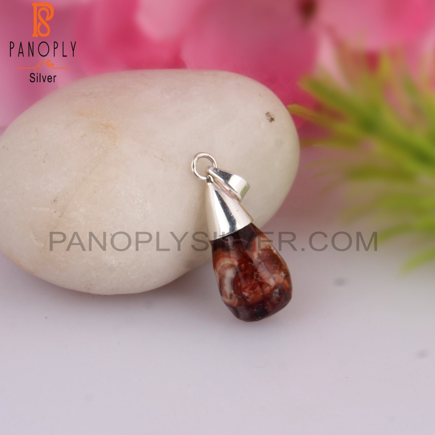 Birdeye Jasper Drop Shape 925 Sterling Silver Pendant