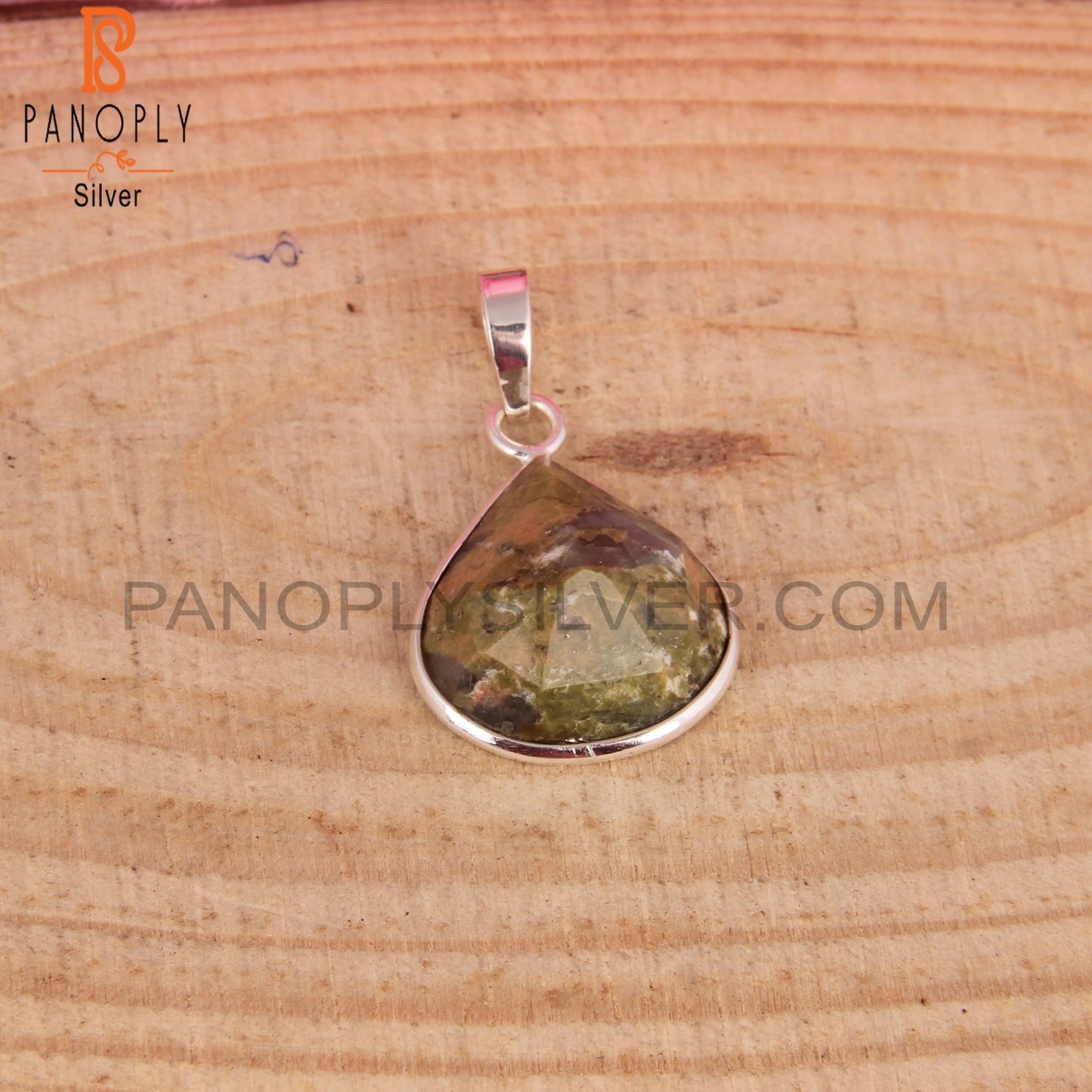 Unakite Heart Shape 925 Sterling Silver Pendant