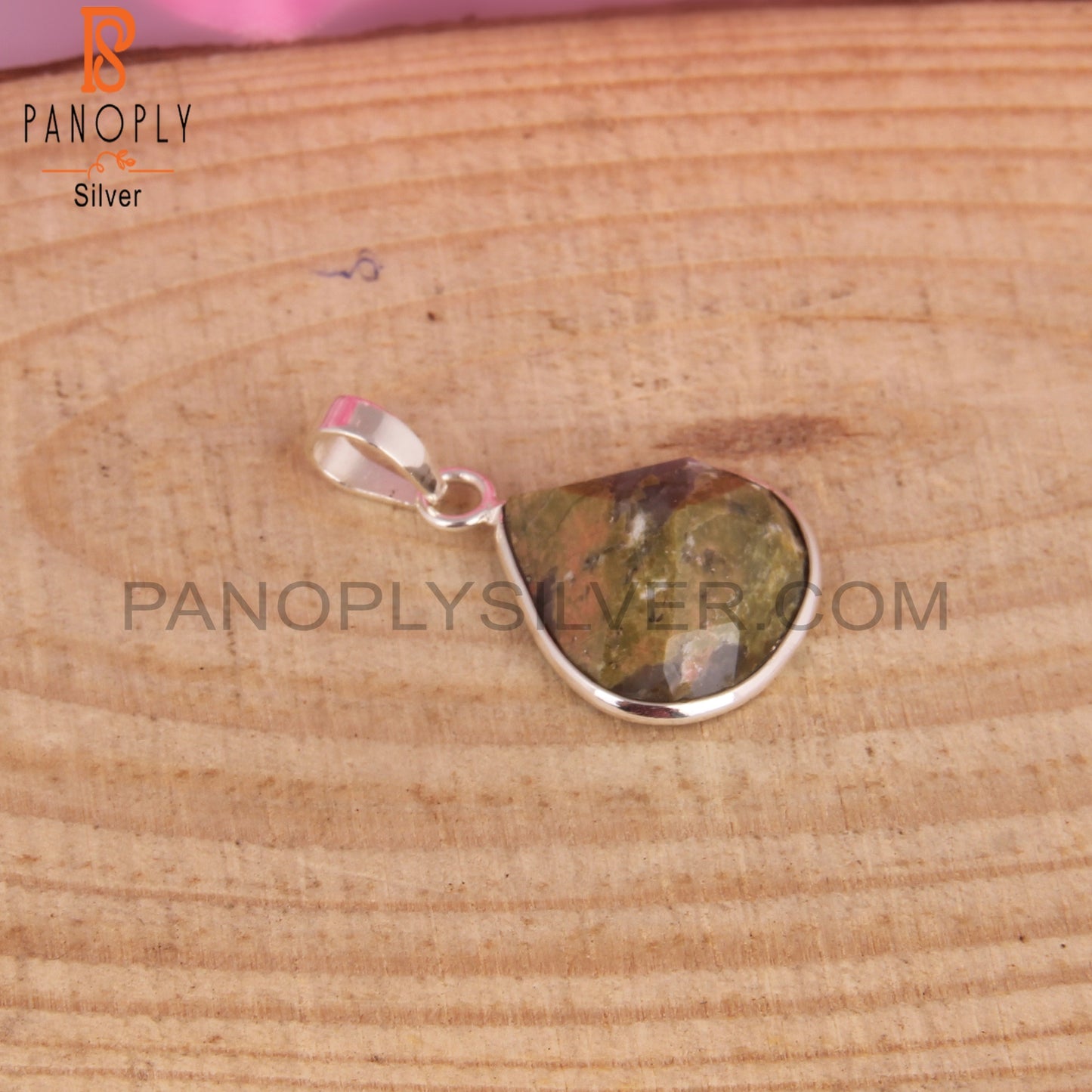 Unakite Heart Shape 925 Sterling Silver Pendant