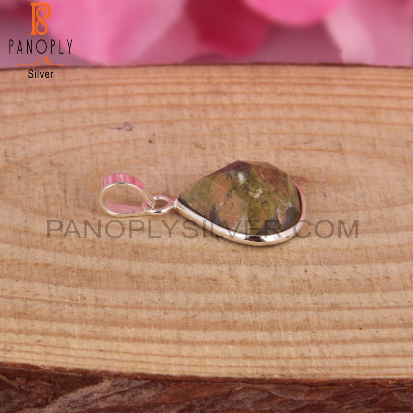 Unakite Heart Shape 925 Sterling Silver Pendant