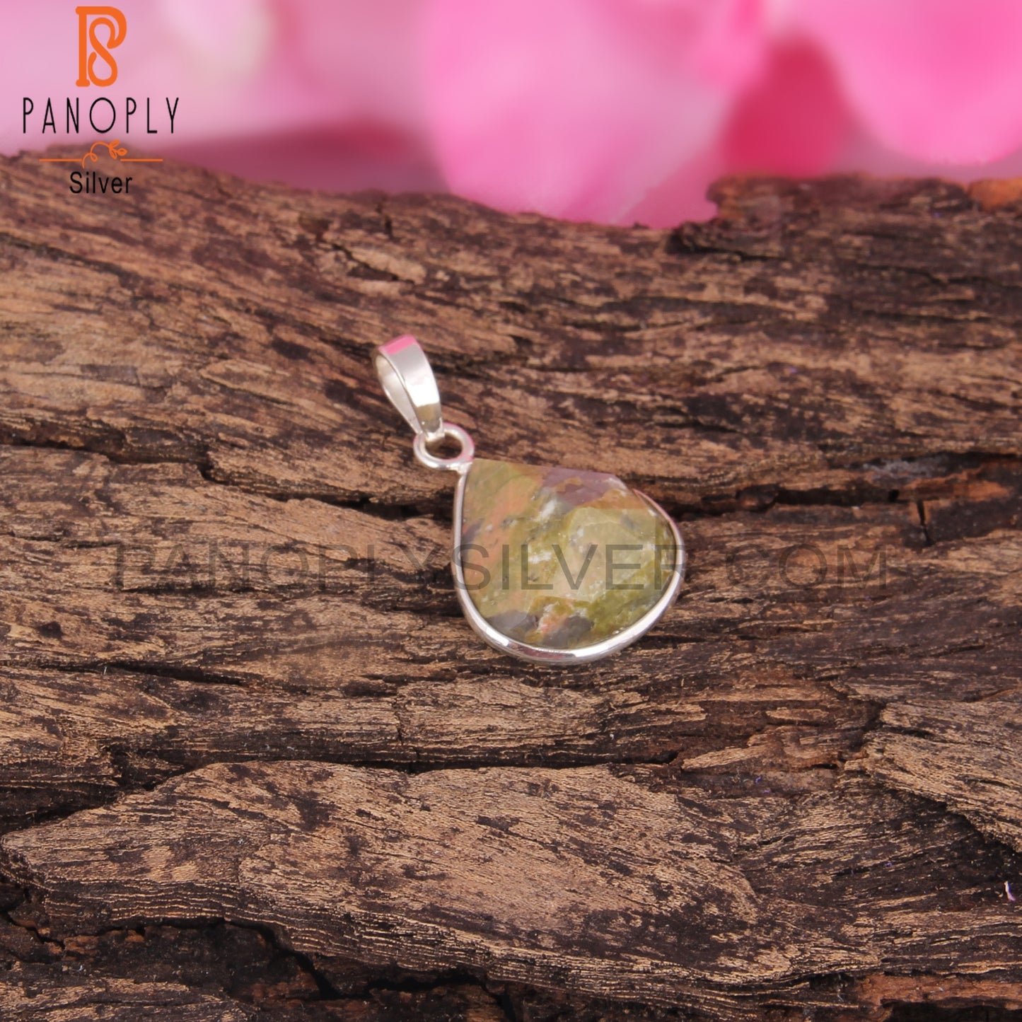 Unakite Heart Shape 925 Sterling Silver Pendant