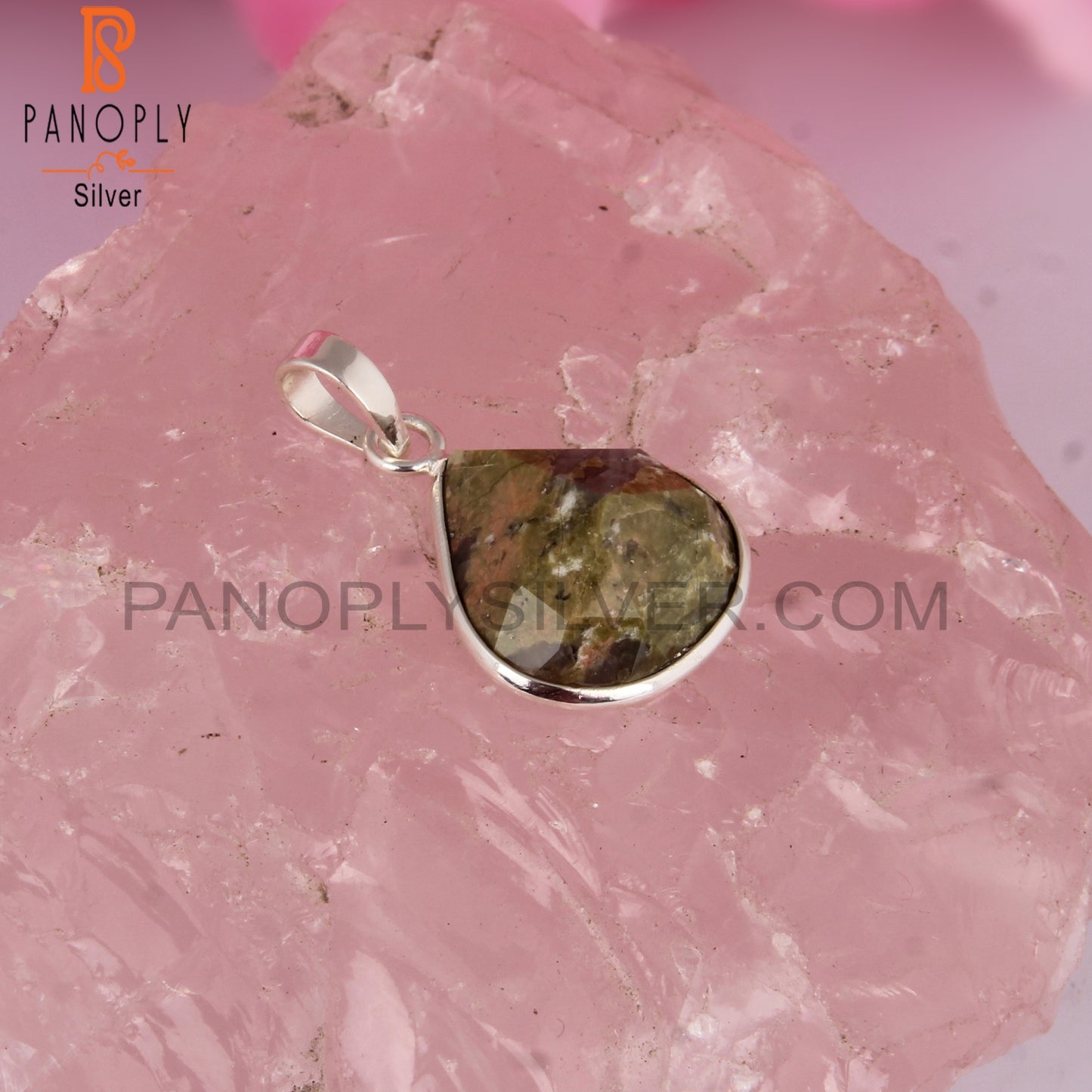 Unakite Heart Shape 925 Sterling Silver Pendant