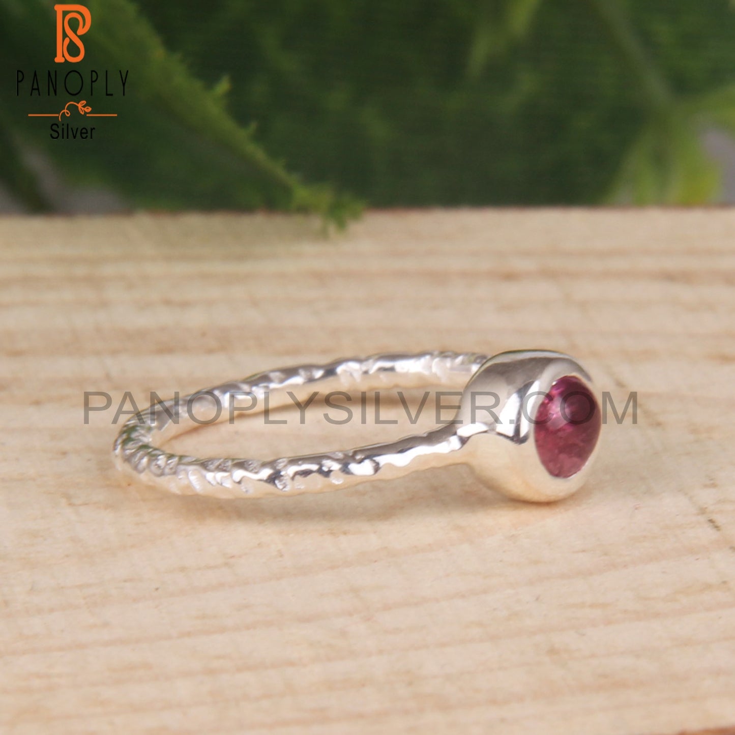 Texture Band Tourmaline Pink 925 Sterling Silver Ring