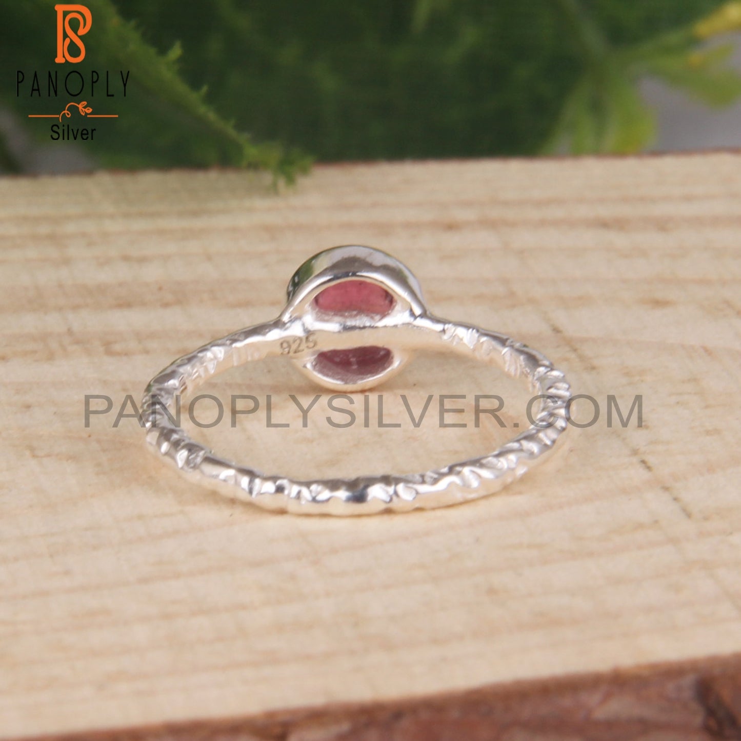 Texture Band Tourmaline Pink 925 Sterling Silver Ring