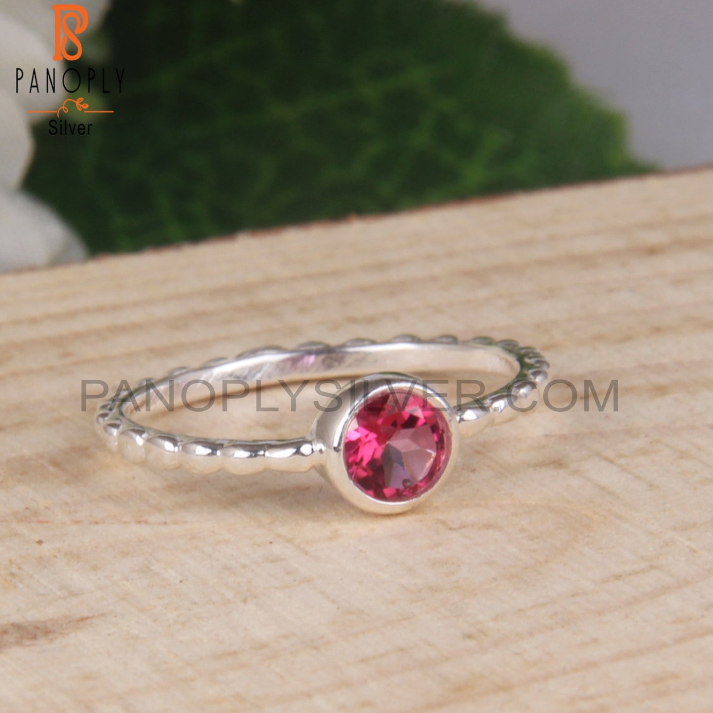 Pink Topaz 925 Sterling Silver Simple Ring