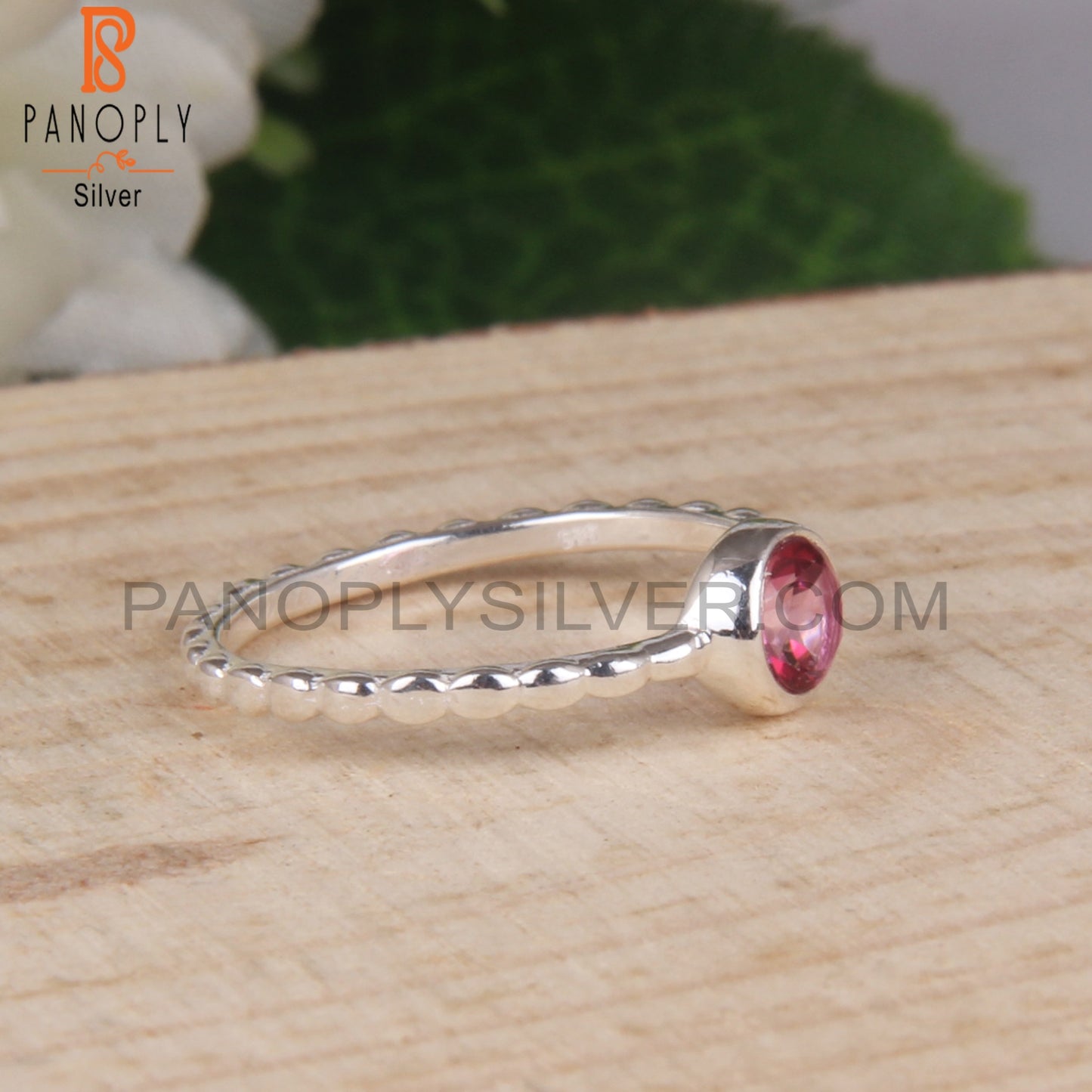 Pink Topaz 925 Sterling Silver Simple Ring