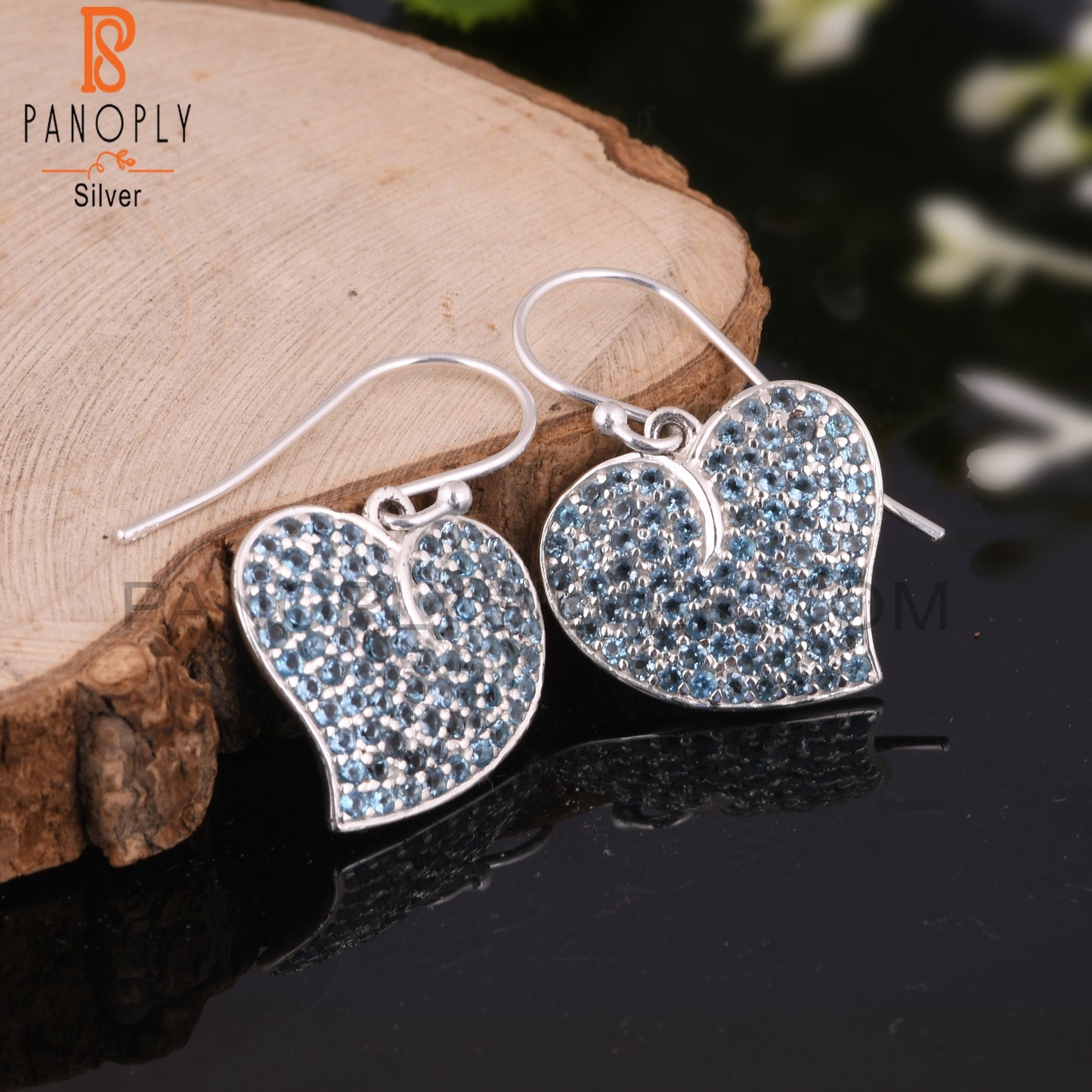 London Blue Topaz Round Shape 925 Sterling Silver Earrings