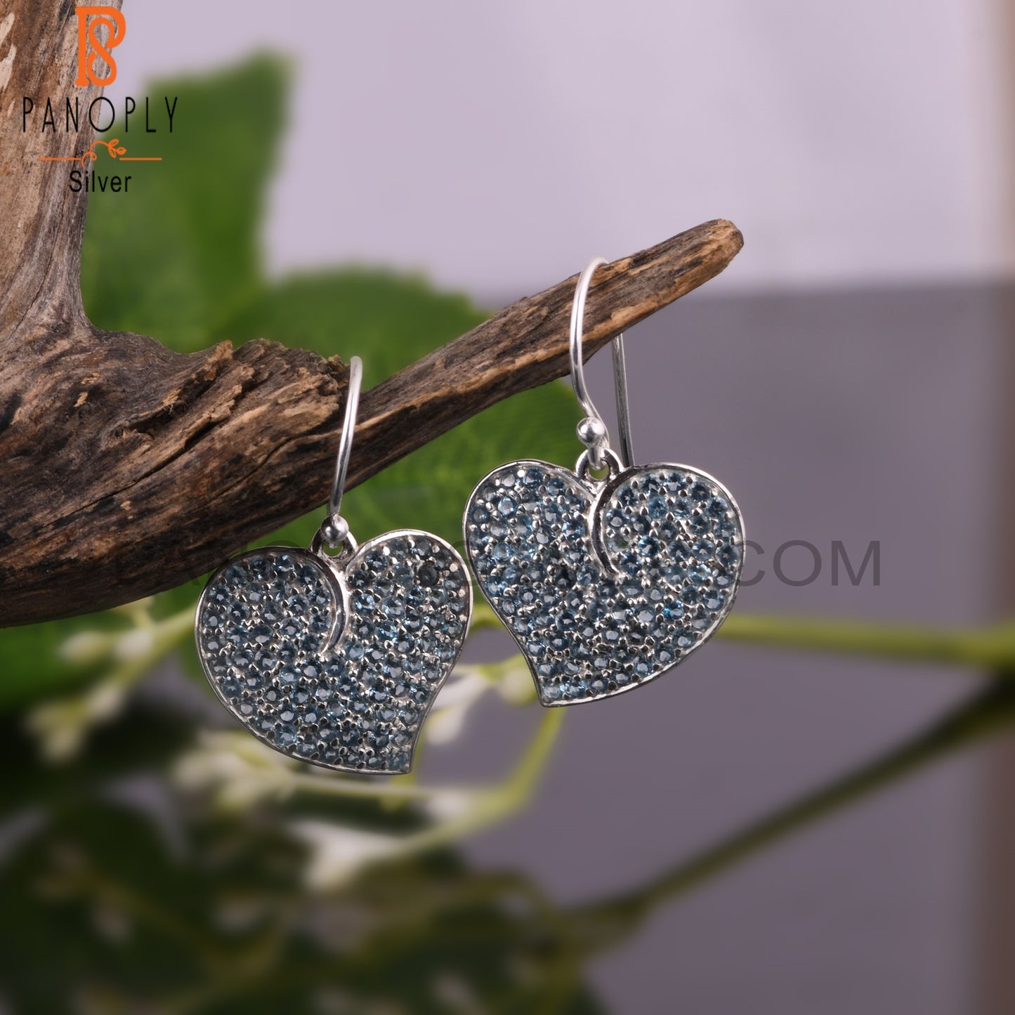 London Blue Topaz Round Shape 925 Sterling Silver Earrings