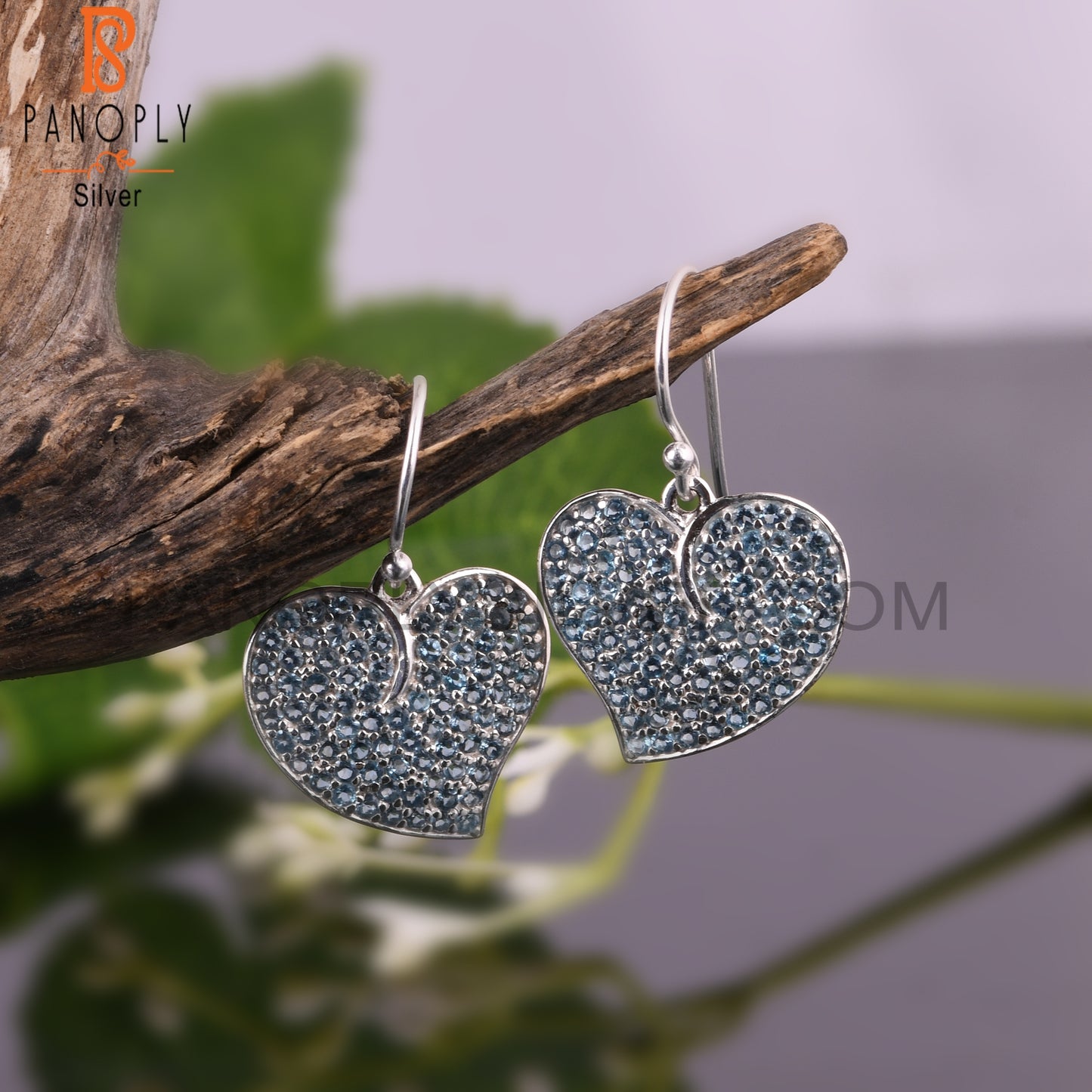 London Blue Topaz Round Shape 925 Sterling Silver Earrings