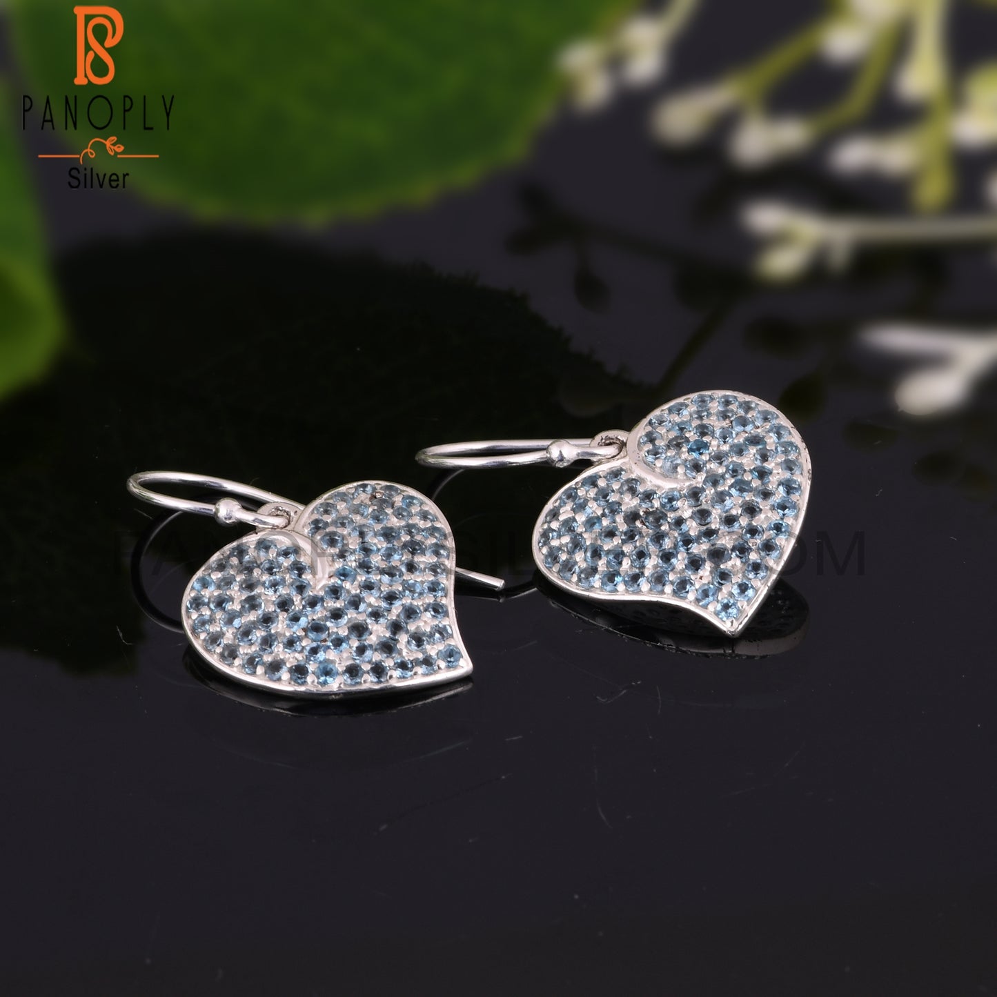 London Blue Topaz Round Shape 925 Sterling Silver Earrings