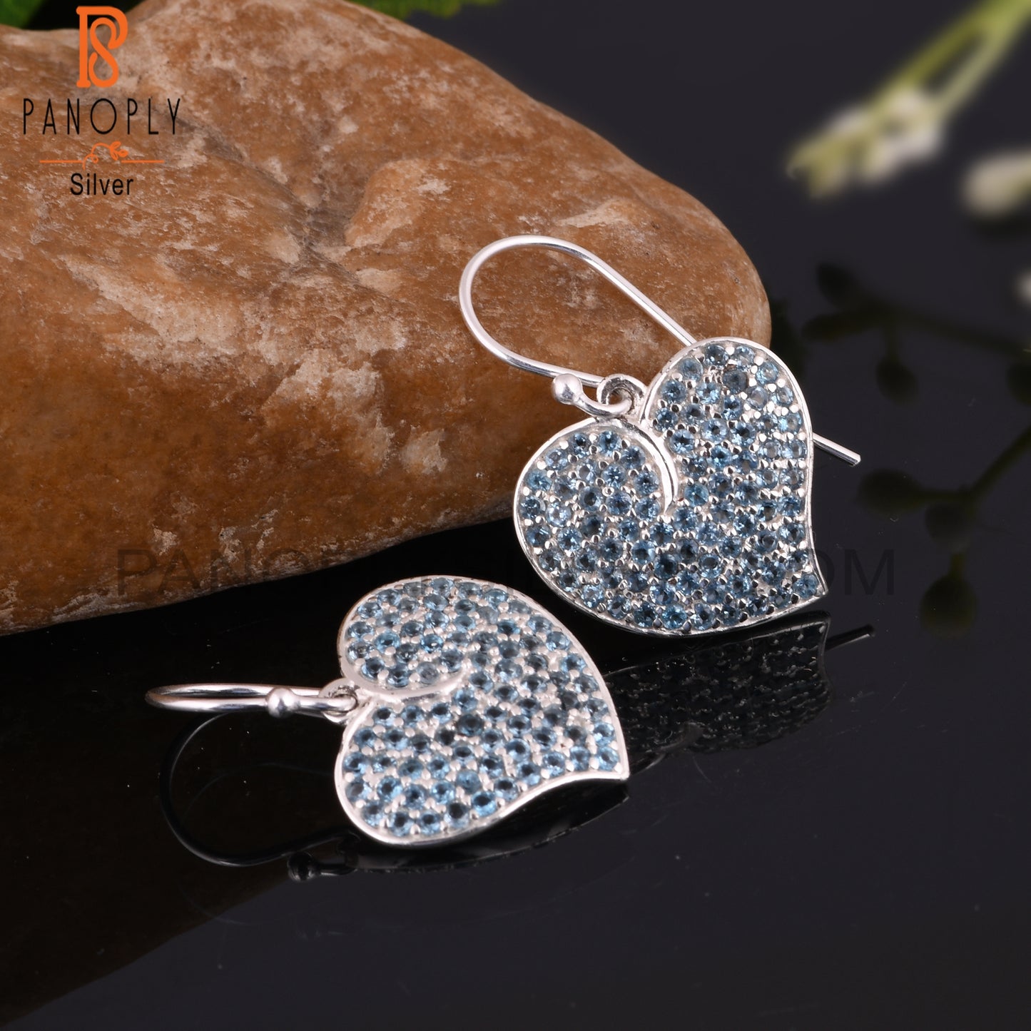 London Blue Topaz Round Shape 925 Sterling Silver Earrings