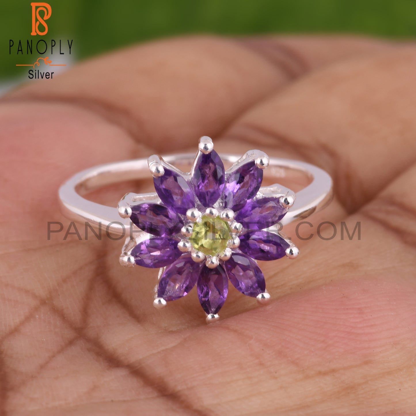 Amethyst & Peridot 925 Stamp Sterling Silver Ring