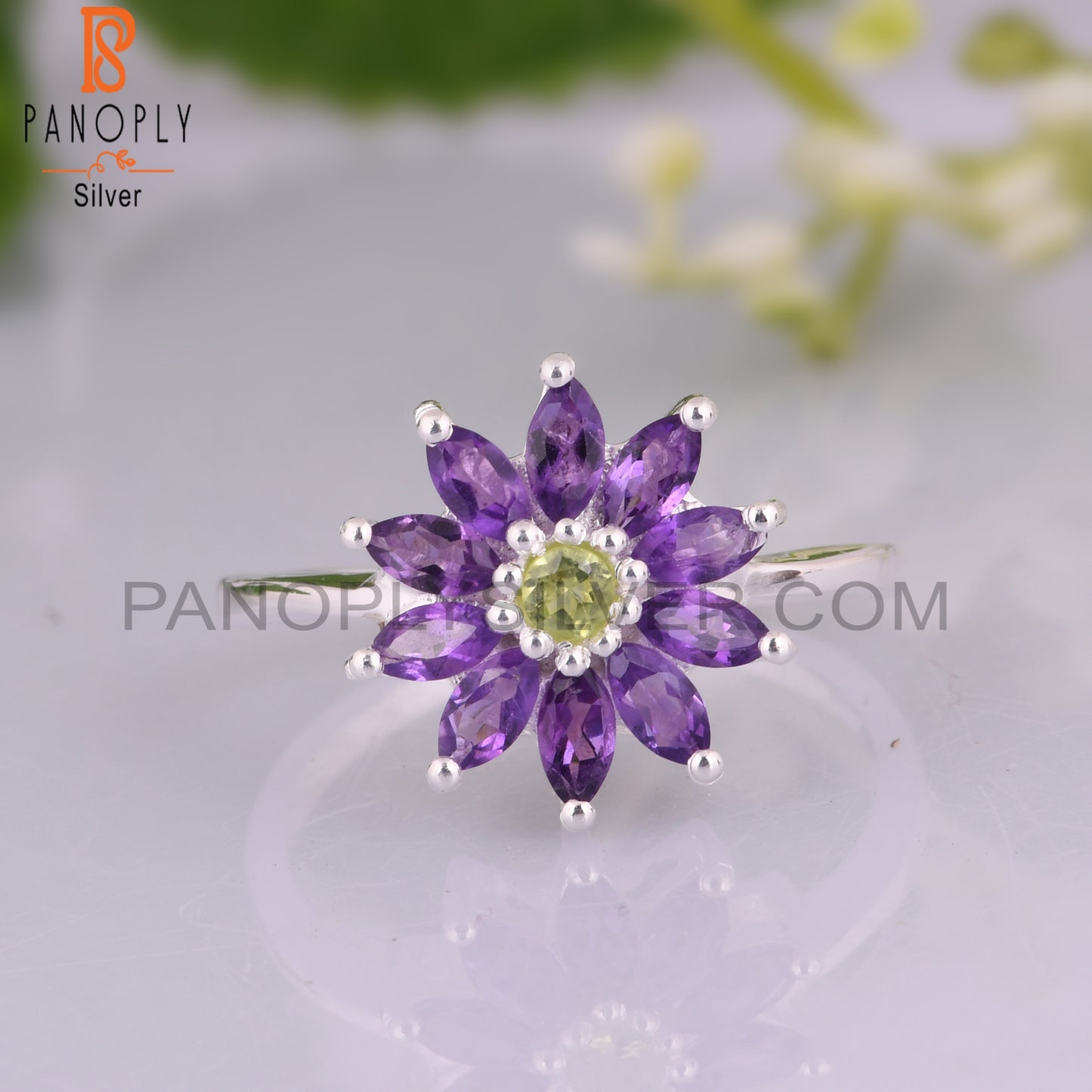 Amethyst & Peridot 925 Stamp Sterling Silver Ring