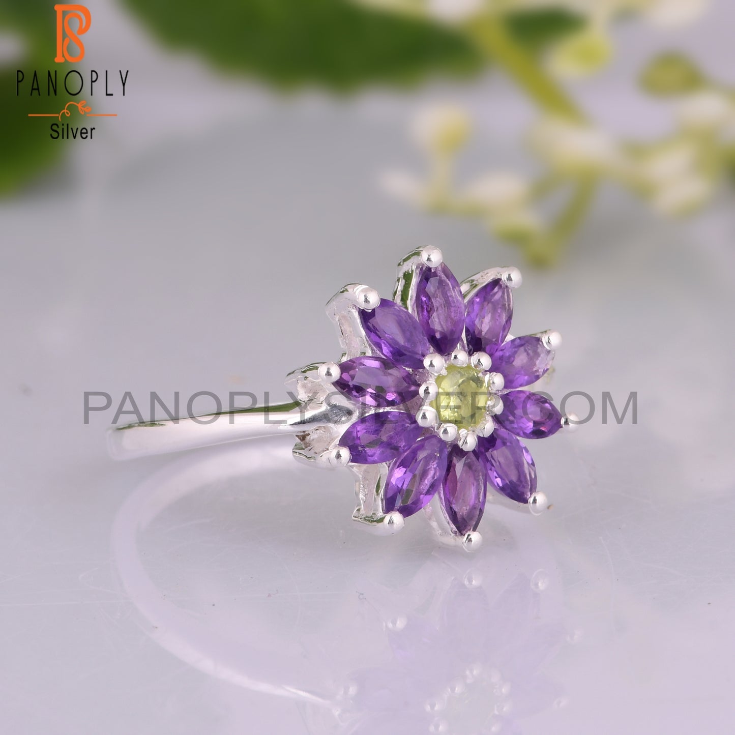 Amethyst & Peridot 925 Stamp Sterling Silver Ring