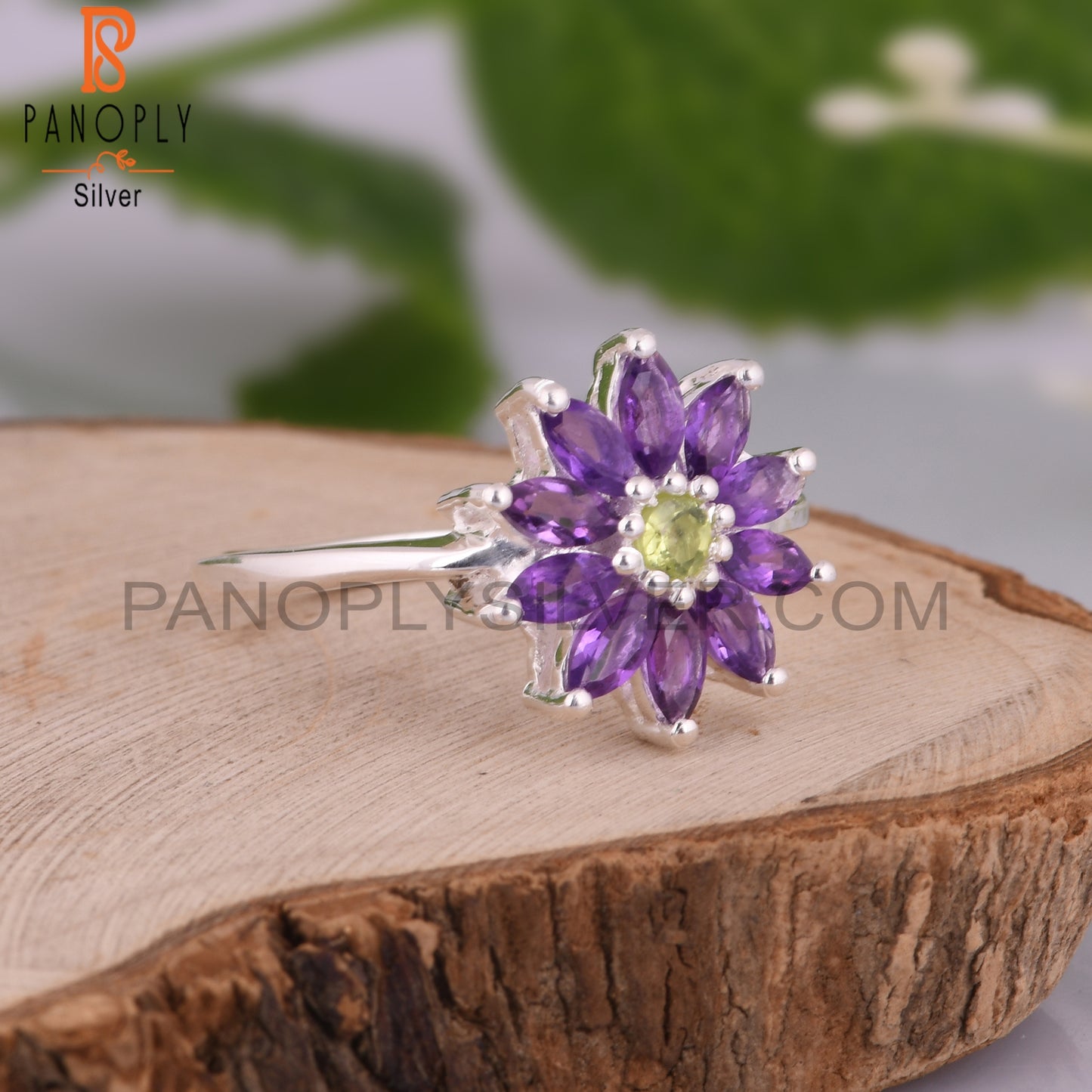 Amethyst & Peridot 925 Stamp Sterling Silver Ring