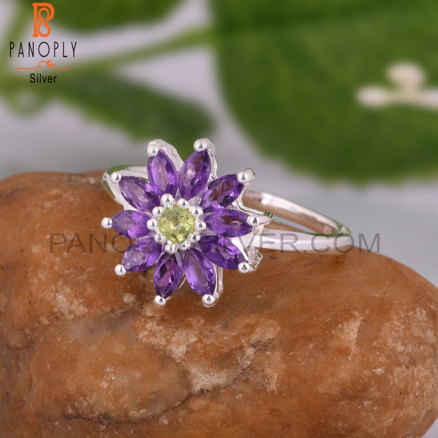 Amethyst & Peridot 925 Stamp Sterling Silver Ring