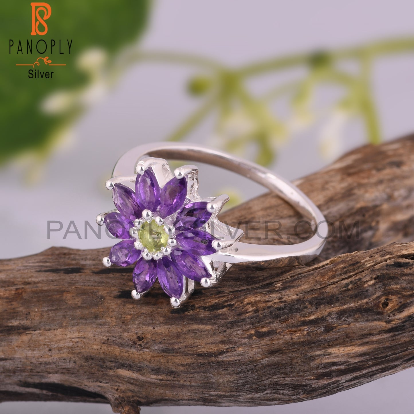 Amethyst & Peridot 925 Stamp Sterling Silver Ring